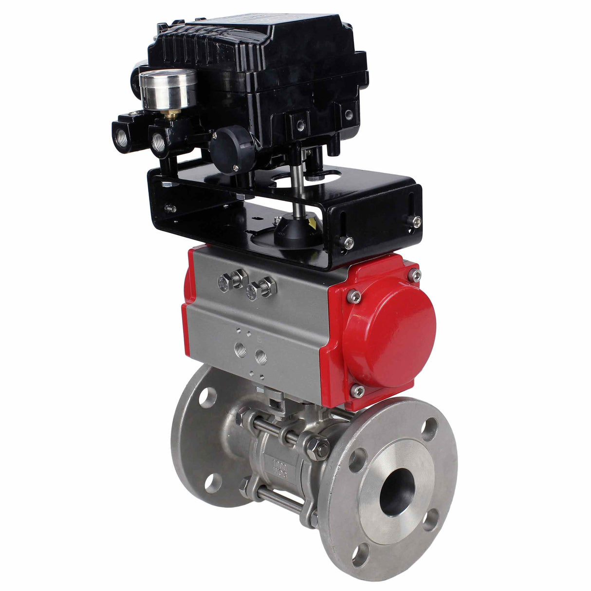 Stainless steel ball valve Elephant ksfpt-316-180-sa-yt1000rsn, body material - stainless steel AISI 316, ball material - stainless steel AISI 316, seal - PTFE, pneumatic actuator operated