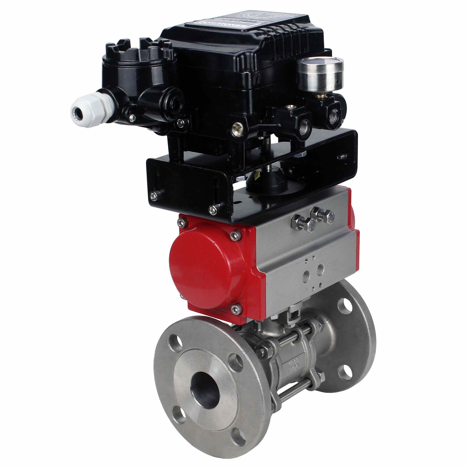 Stainless steel ball valve Elephant ksfpt-316-180-da-yt1000rsn, body material - stainless steel AISI 316, ball material - stainless steel AISI 316, seal - PTFE, pneumatic actuator operated