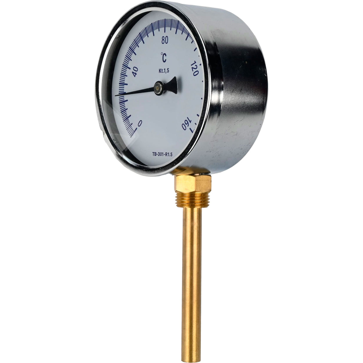 Bimetallic radial thermometers Elephant TB-301-R1.5 PN10-25, stainless steel, length of immersion part 46-150mm, accuracy class - 1.5