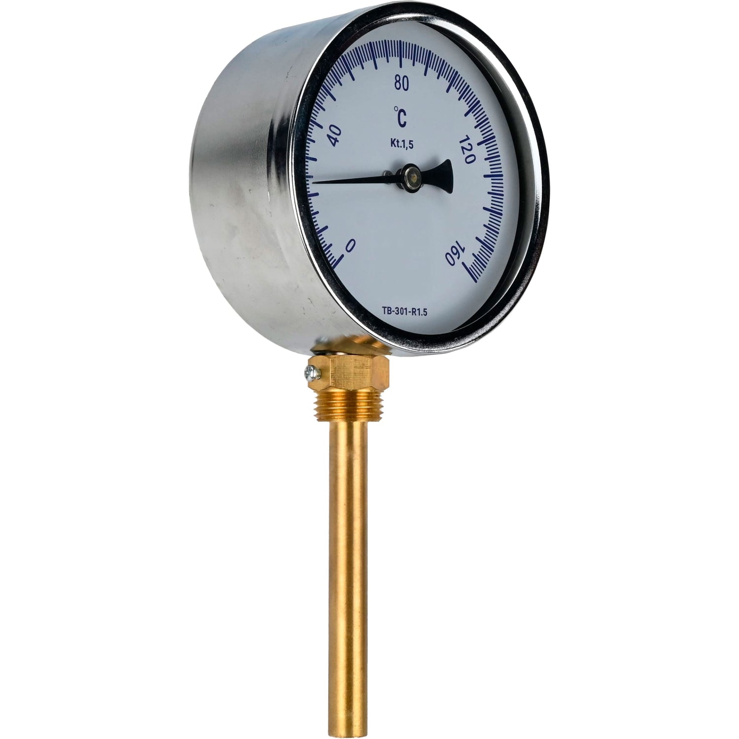 Bimetallic radial thermometers Elephant TB-301-R1.5 PN10-25, stainless steel, length of immersion part 46-150mm, accuracy class - 1.5