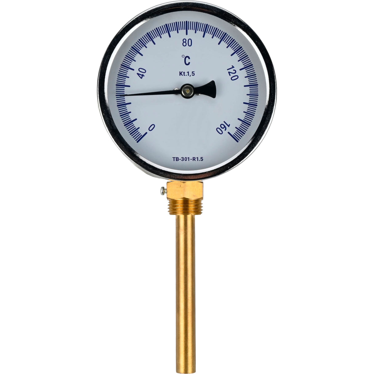 Bimetallic radial thermometers Elephant TB-301-R1.5 PN10-25, stainless steel, length of immersion part 46-150mm, accuracy class - 1.5