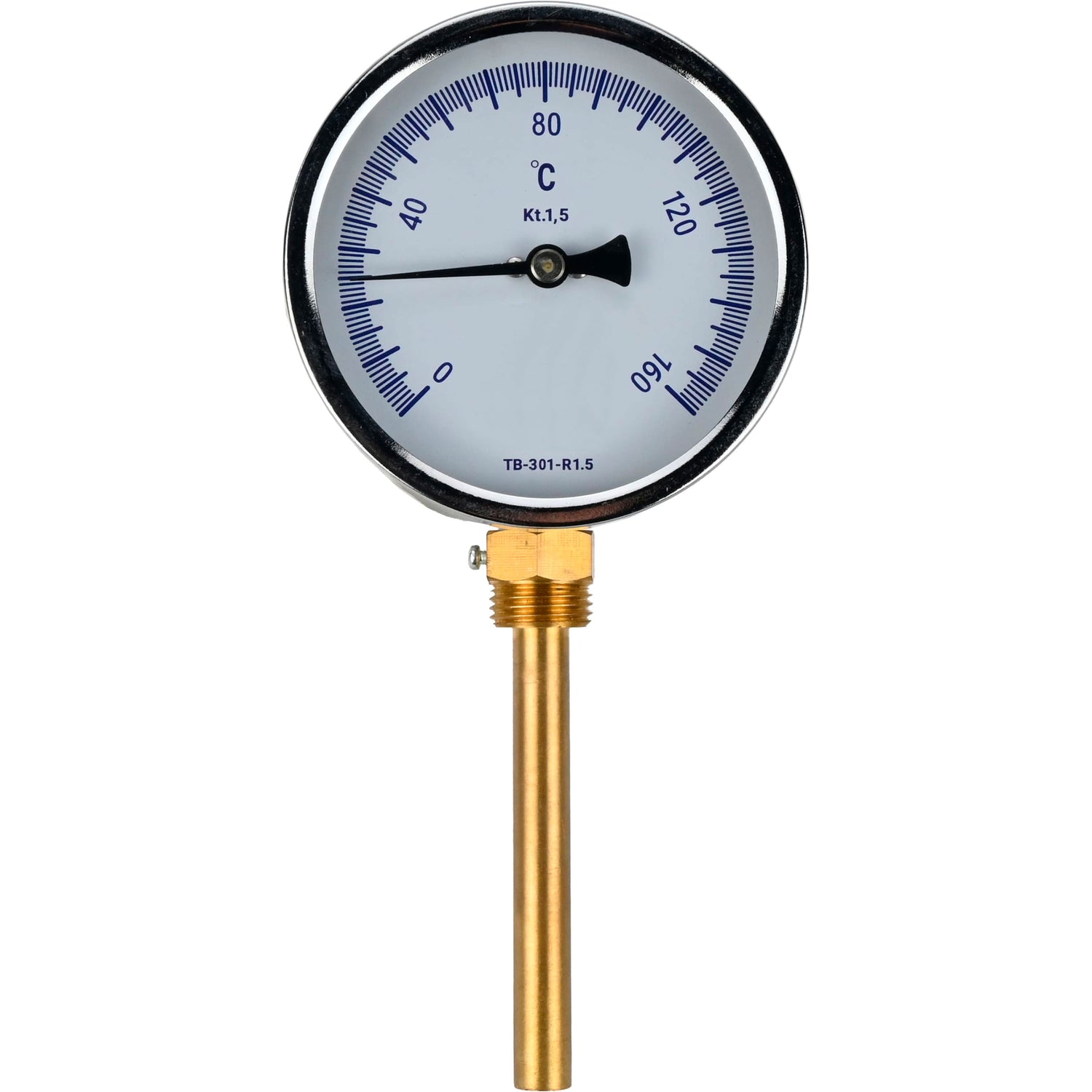 Bimetallic radial thermometers Elephant TB-301-R1.5 PN10-25, stainless steel, length of immersion part 46-150mm, accuracy class - 1.5