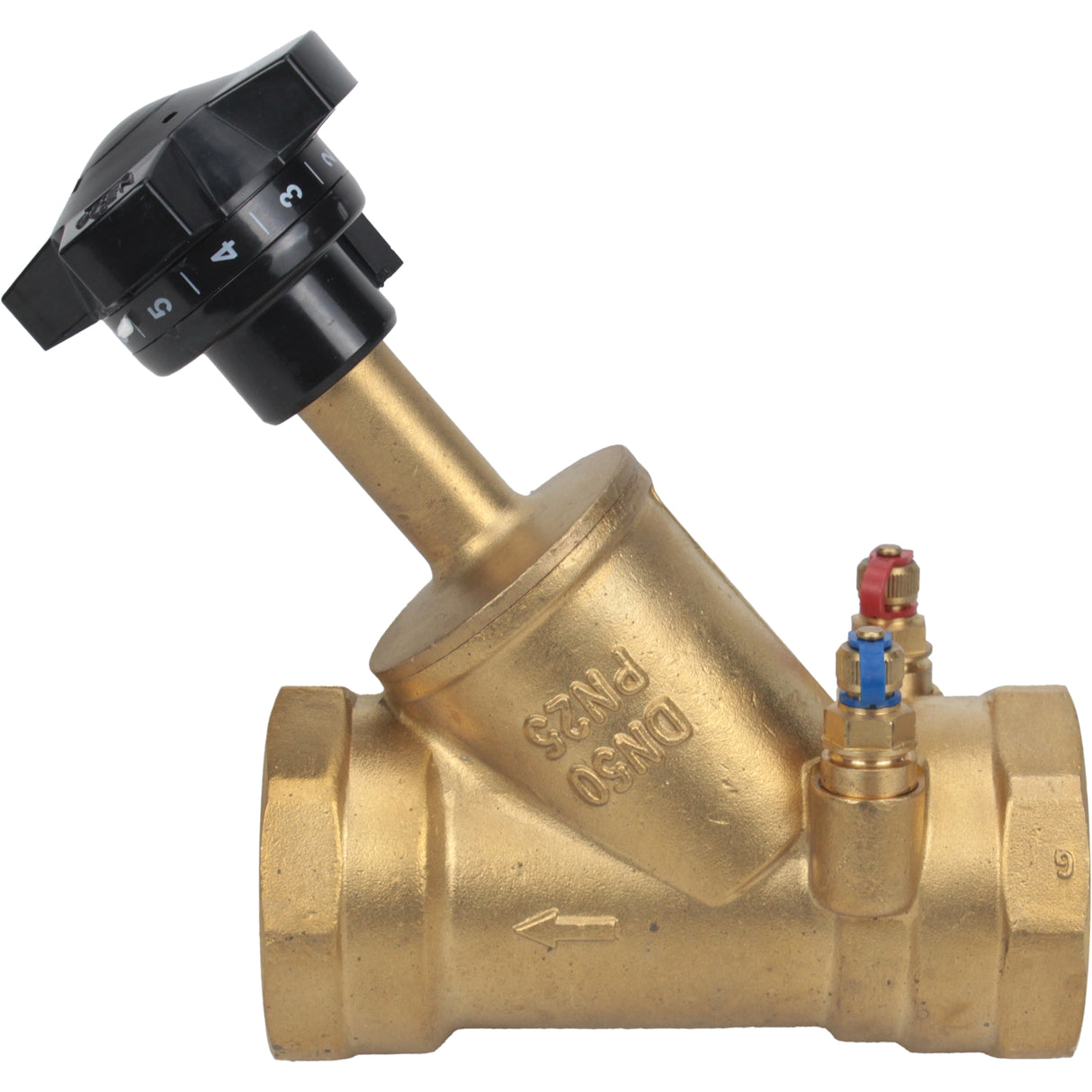 Static balancing valve Elephant VB0000P-T 25 bar brass, Threaded NPT/BSP connection with nipples
