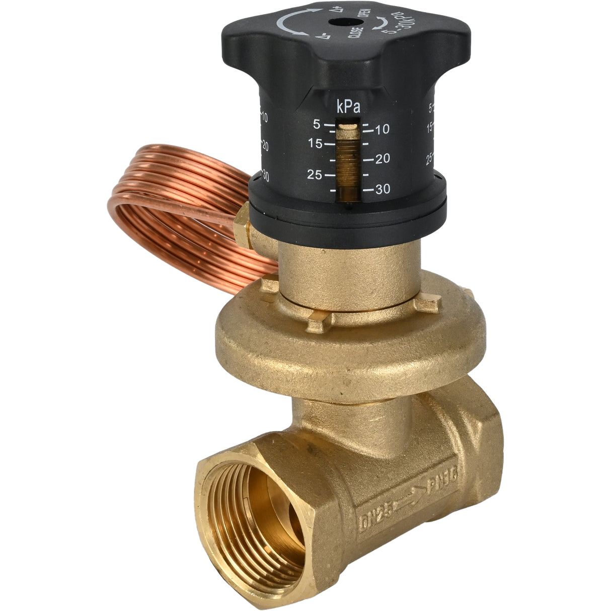 Automatic balancing valve VBA0000E-T, body material - brass LS59-1, seal - EPDM, threaded