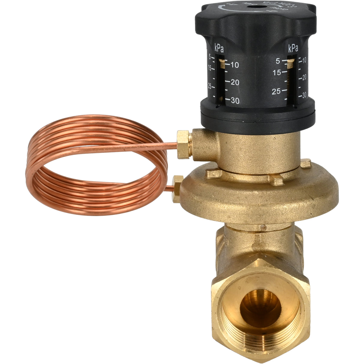 Automatic balancing valve VBA0000E-T, body material - brass LS59-1, seal - EPDM, threaded