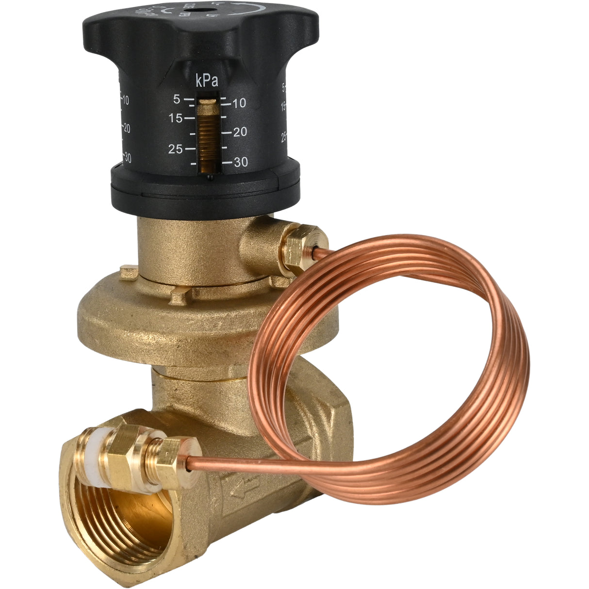 Automatic balancing valve VBA0000E-T, body material - brass LS59-1, seal - EPDM, threaded