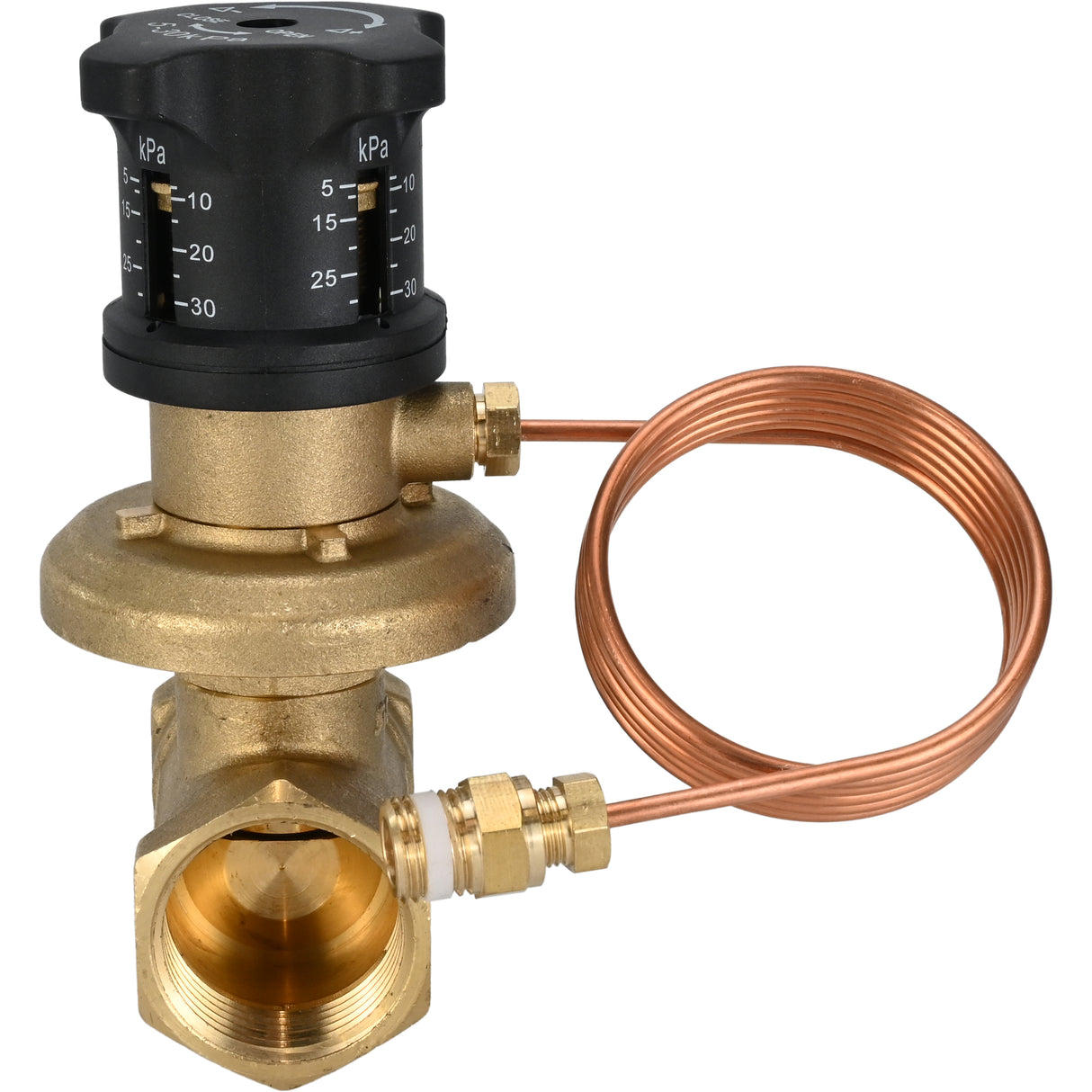 Automatic balancing valve VBA0000E-T, body material - brass LS59-1, seal - EPDM, threaded