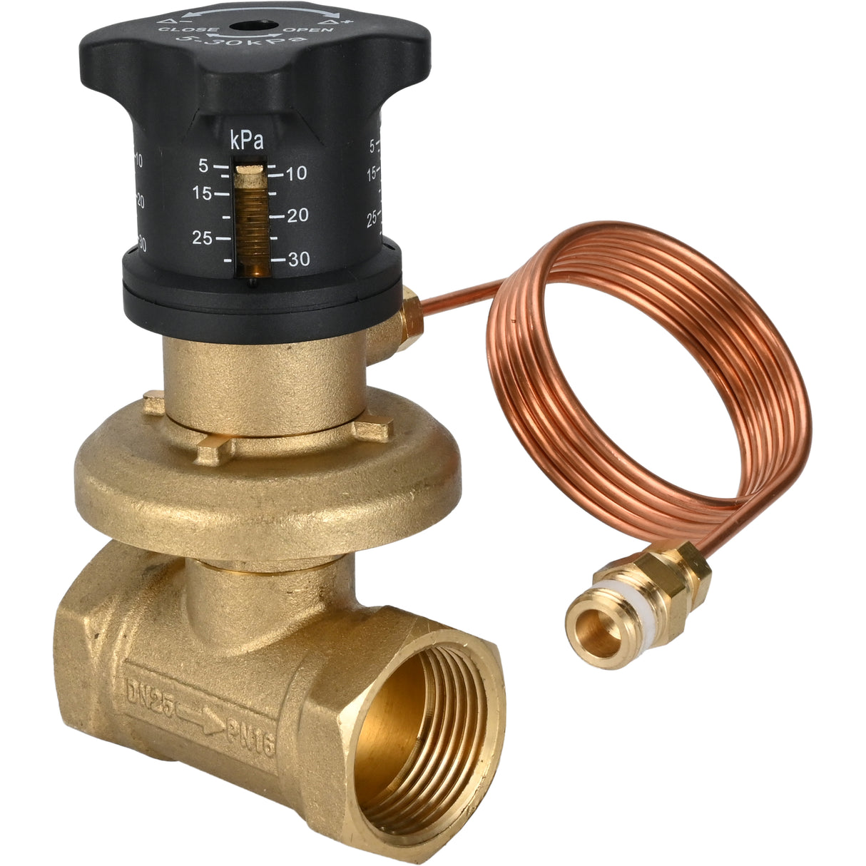 Automatic balancing valve VBA0000E-T, body material - brass LS59-1, seal - EPDM, threaded