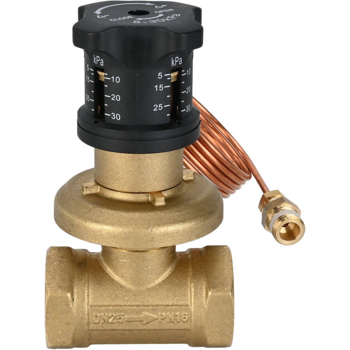 Automatic balancing valve VBA0000E-T, body material - brass LS59-1, seal - EPDM, threaded