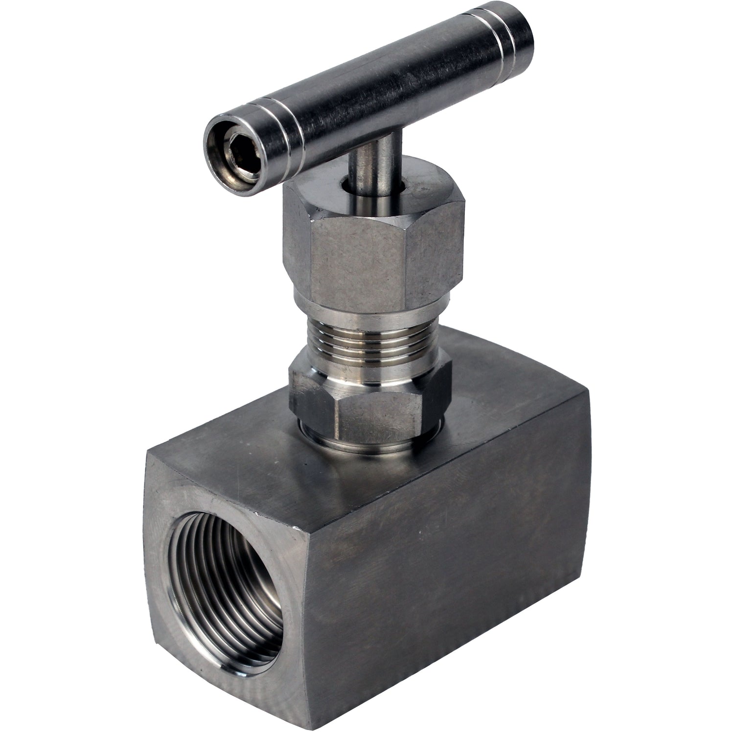 Elephant VN32M-T-Ht threaded needle valve, body - stainless steel 316, seal - metal, with T-handle