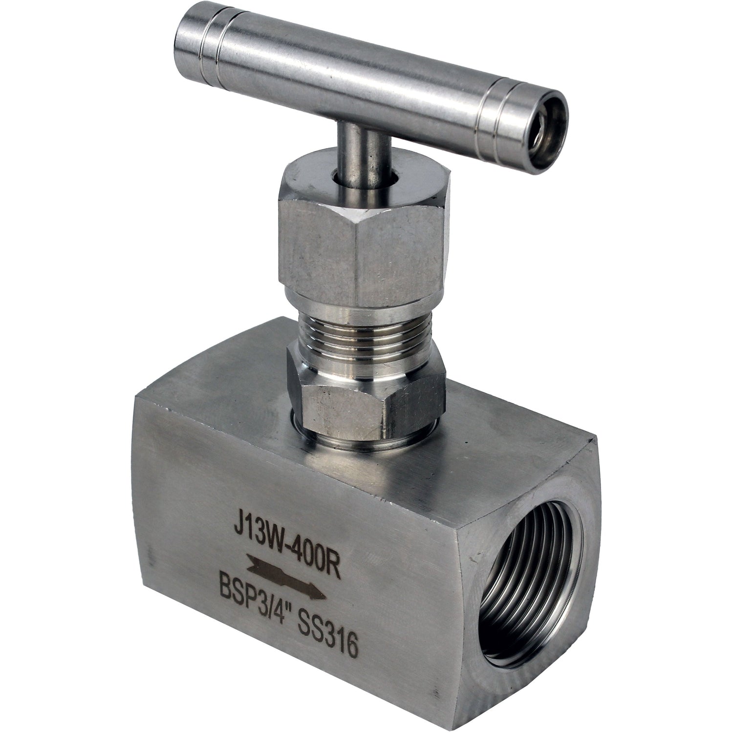 Elephant VN32M-T-Ht threaded needle valve, body - stainless steel 316, seal - metal, with T-handle