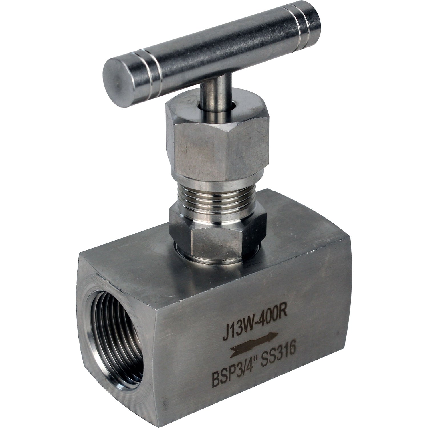 Elephant VN32M-T-Ht threaded needle valve, body - stainless steel 316, seal - metal, with T-handle