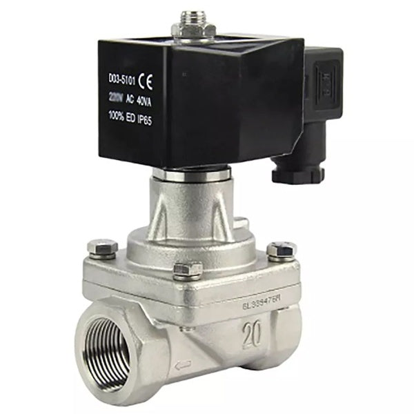 Solenoid valve Elephant VS731-PT-NC-24VAC, body material - Stainless steel AISI 304, seal - PTFE, normally closed, coil - 24 VAC