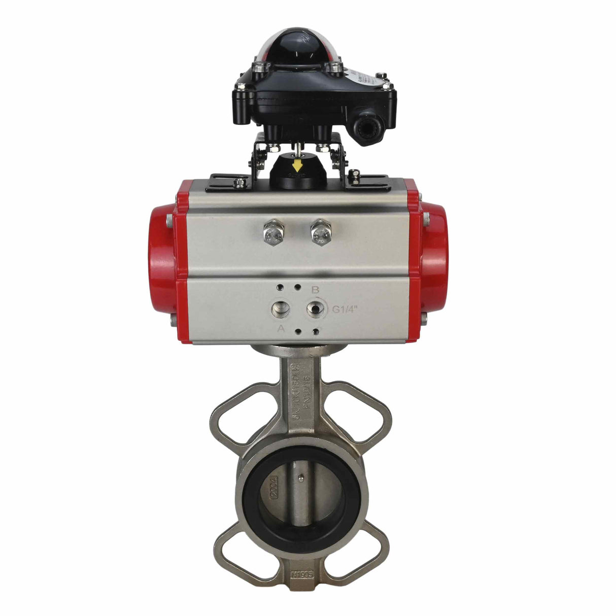 Water Butterfly Valve Elephant 316l-viton-da-apl210n, body material - stainless steel AISI 316L, disk material - stainless steel AISI 316L, seal - VITON, pneumatic actuator operated
