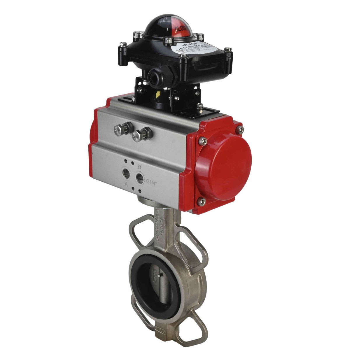 Water Butterfly Valve Elephant 316l-viton-da-apl210n, body material - stainless steel AISI 316L, disk material - stainless steel AISI 316L, seal - VITON, pneumatic actuator operated
