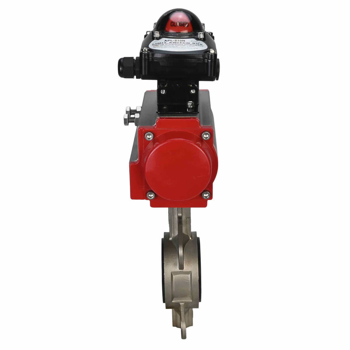 Water Butterfly Valve Elephant 316l-viton-sa-apl210n, body material - stainless steel AISI 316L, disk material - stainless steel AISI 316L, seal - VITON, pneumatic actuator operated