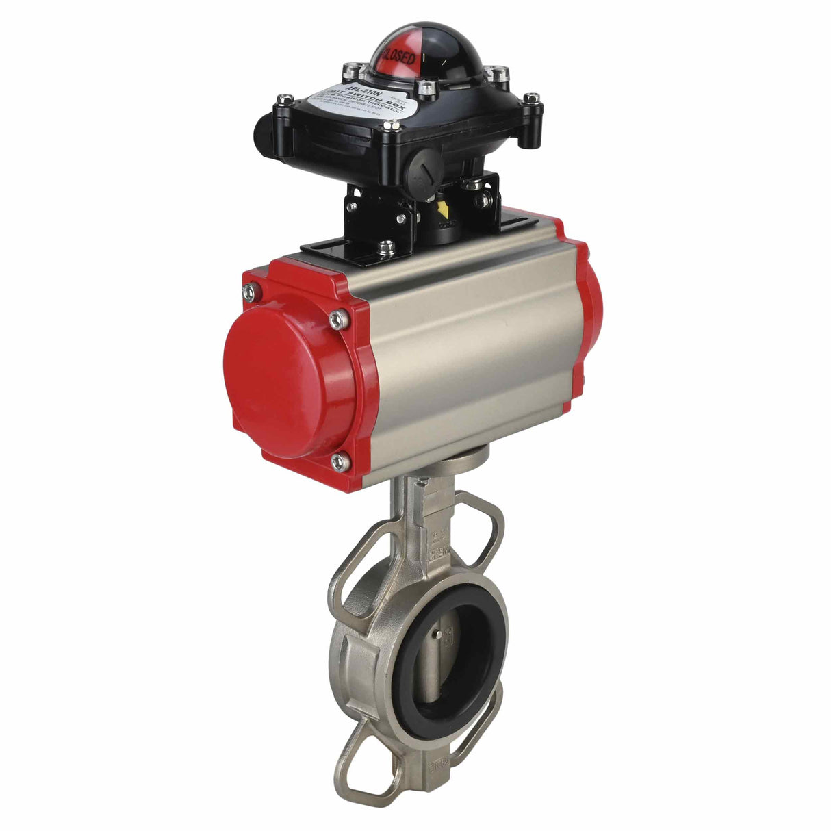 Water Butterfly Valve Elephant 316l-viton-sa-apl210n, body material - stainless steel AISI 316L, disk material - stainless steel AISI 316L, seal - VITON, pneumatic actuator operated