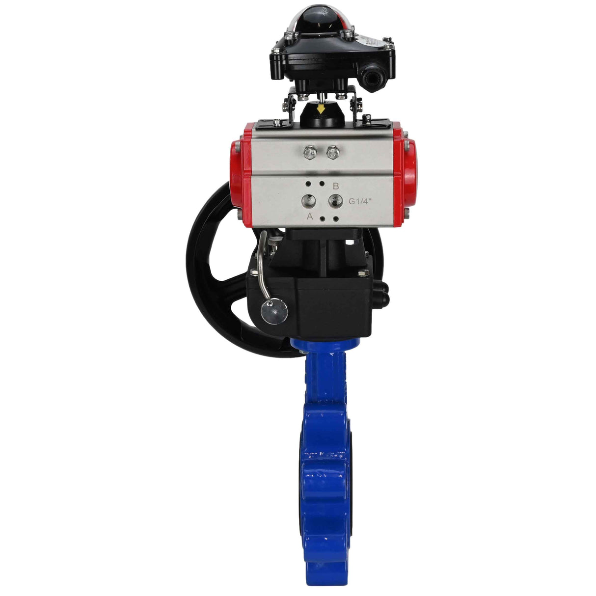 Water Butterfly Valve Elephant WBV1631N-2W-Fb-H, body material - cast iron QT450, disk material - stainless steel AISI 304, seal - NBR, with pneumatic actuator double action PA-DA, handwheel MON, LSU APL-210N