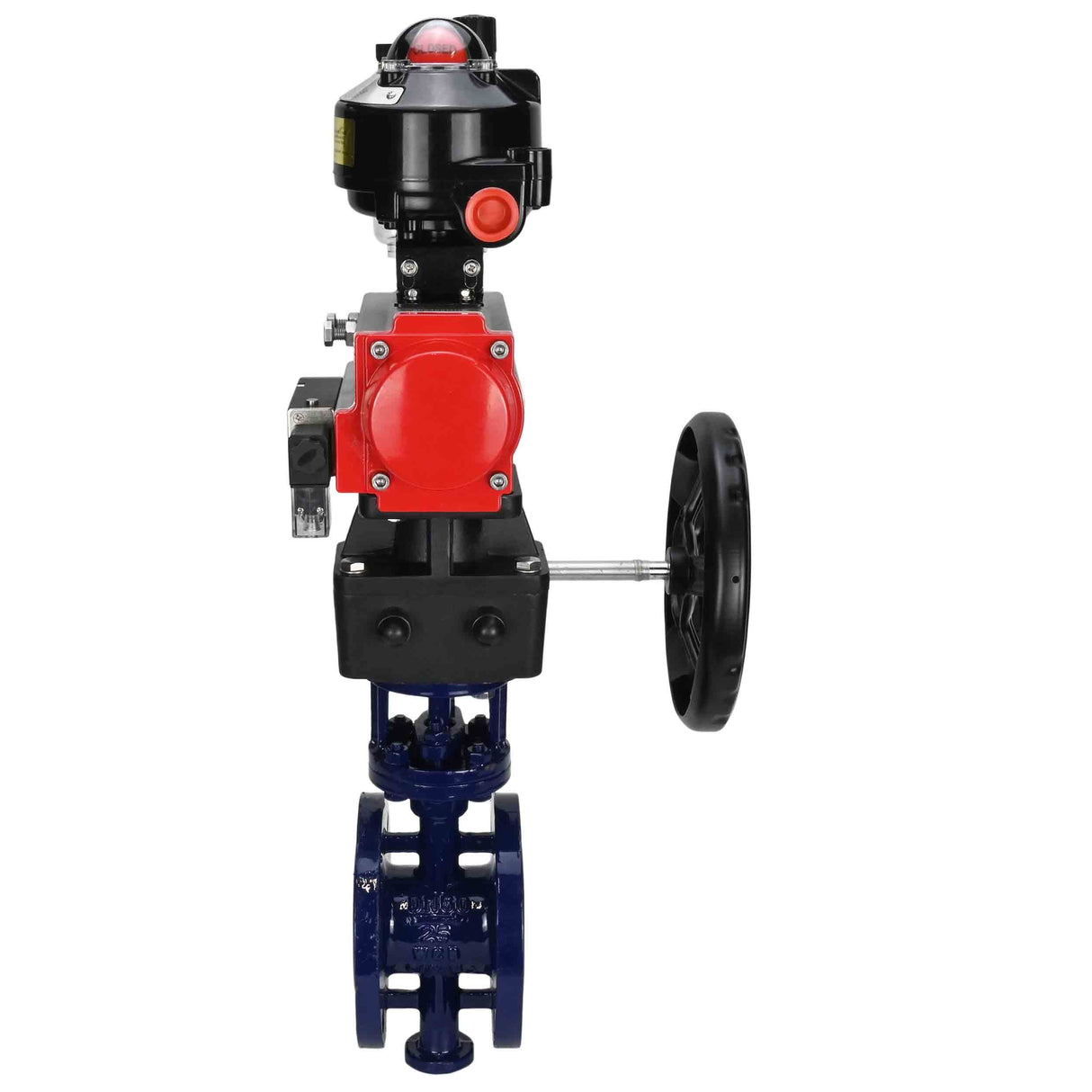Water Butterfly Valve Elephant WBV3EX-3432M-1W-F-ISO, body material - Carbon steel, disk material - Stainless steel AISI 316, seal - Metal, pneumatic actuator PA-DA double action, 4M310-08 NAMUR 220V, LSU APL-510N EX, handwheel MON, ATU AFC2000