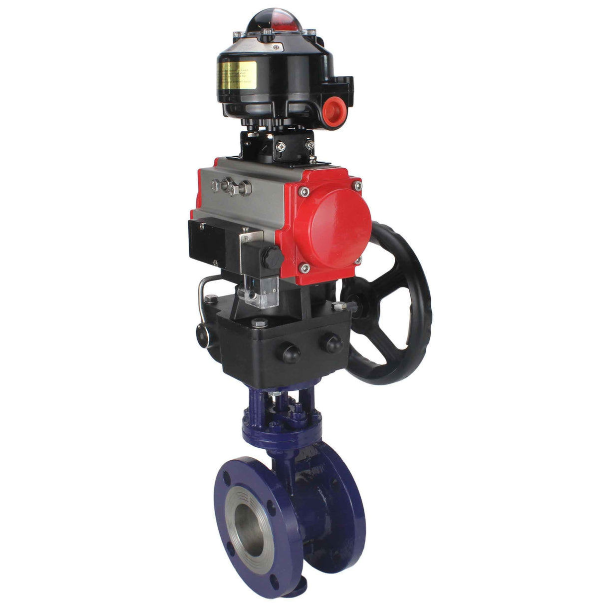 Water Butterfly Valve Elephant WBV3EX-3432M-1W-F-ISO, body material - Carbon steel, disk material - Stainless steel AISI 316, seal - Metal, pneumatic actuator PA-DA double action, 4M310-08 NAMUR 24V, LSU APL-510N EX, handwheel MON