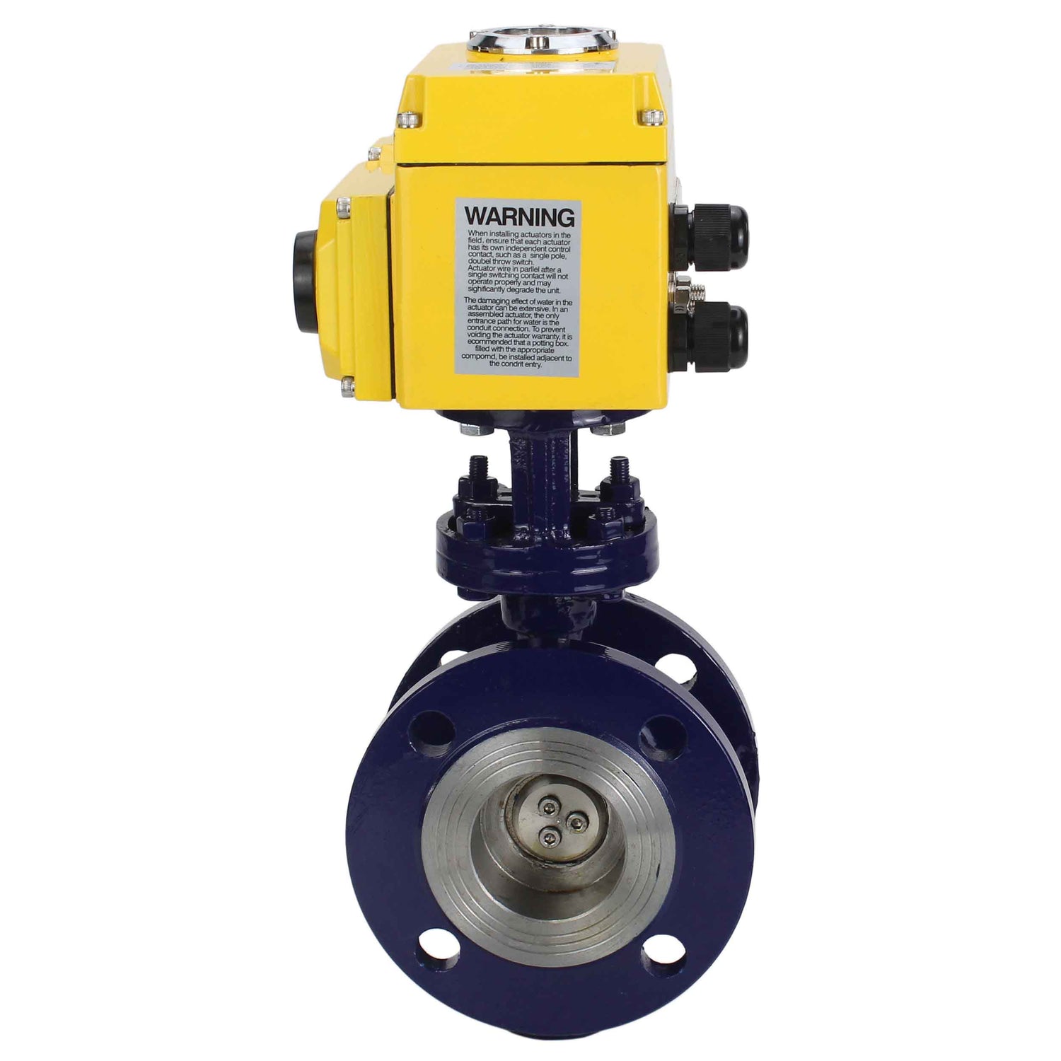 Water Butterfly Valve Elephant WBV3EX-3432M-1W-F-ISO, body material - Carbon steel, disk material - Stainless steel AISI 316, seal - Metal, electric actuator QT-N-хEM-B1 220V