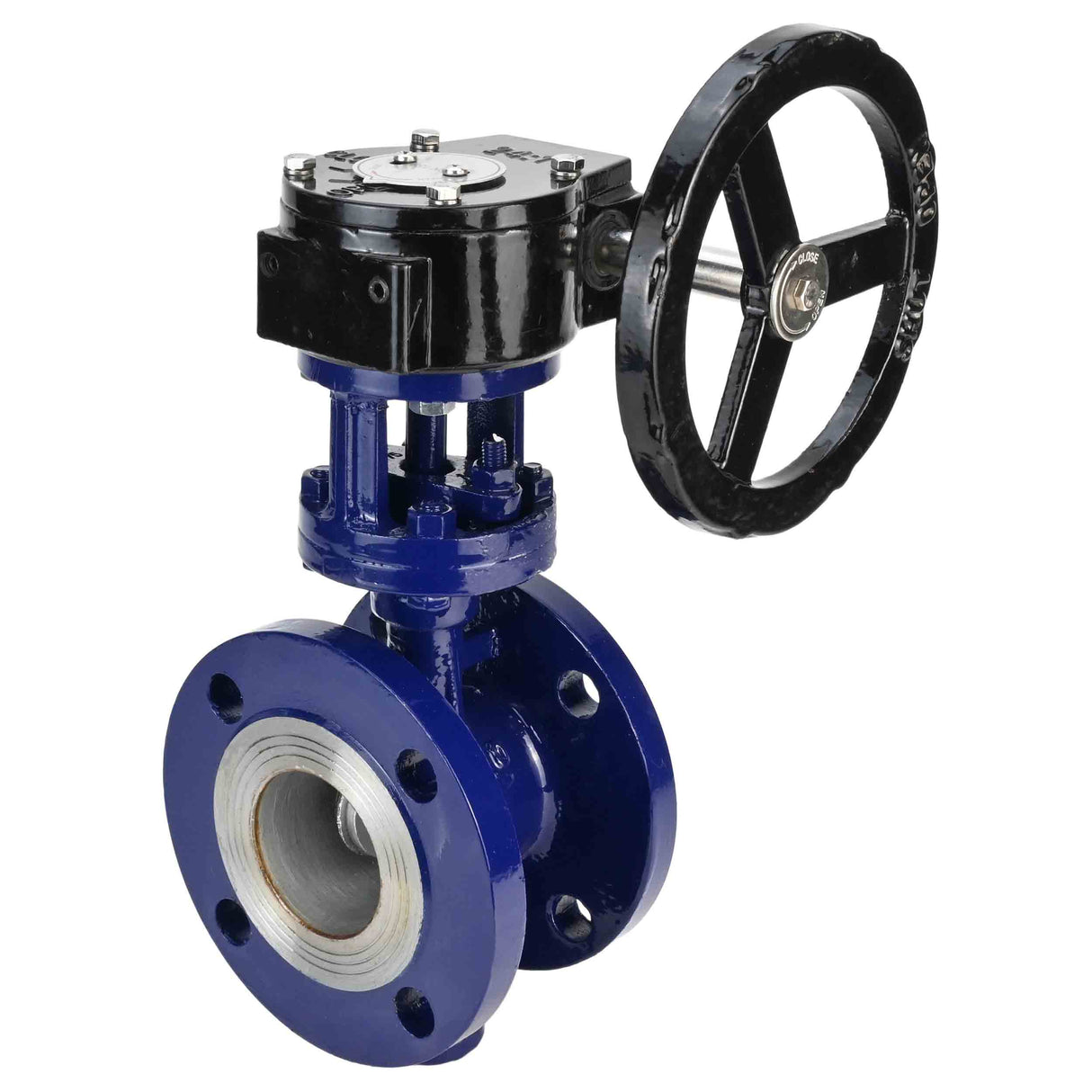 Water Butterfly Valve Elephant WBV3EX-3431M-1W-F-ISO, body material - Carbon steel, disk material - Stainless steel AISI 304, seal - Metal, gearbox RDN RQN