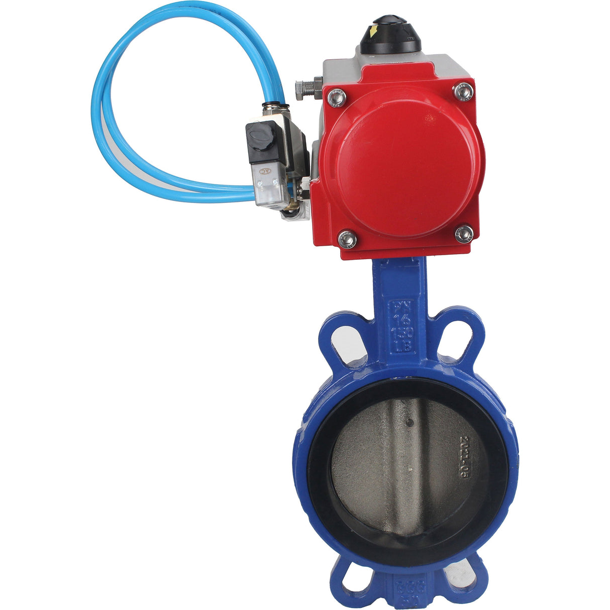 Water Butterfly Valve Elephant WBV1413E-2W-Fb-H, body material - cast iron GGG50, disk material - cast iron GGG40, seal - EPDM, with pneumatic actuator double action PA-DA, 4V320-08 220V