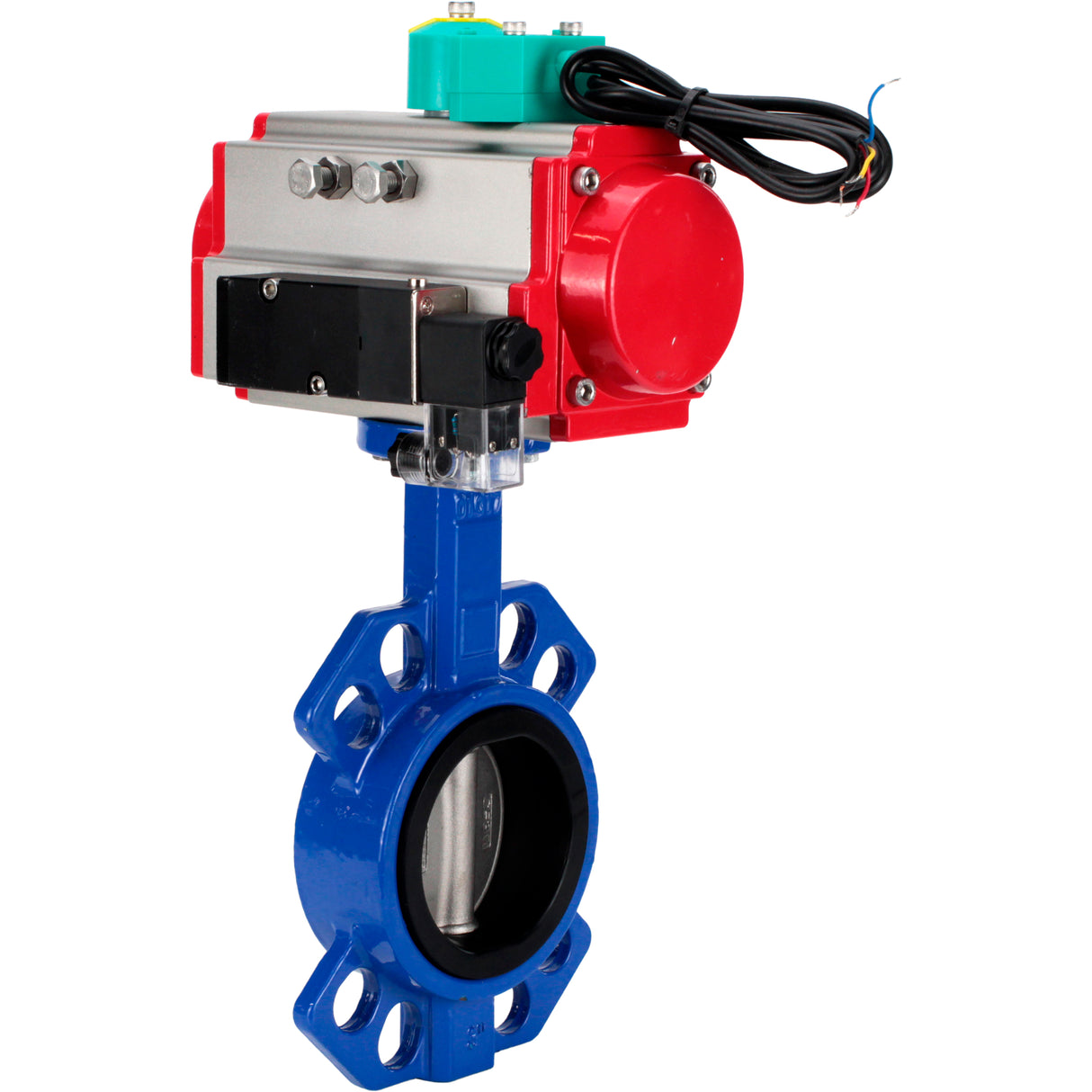 Water Butterfly Valve Elephant WBV1432E-2W-Fb-H DN40-300 16 bar body - GGG50 cast iron, disc - 316L stainless steel, seal - EPDM, with pneumatic actuator PA-DA-XXX, pneumatic distributor 4M310-08 NAMUR 220V and ALS200D magnetic switch