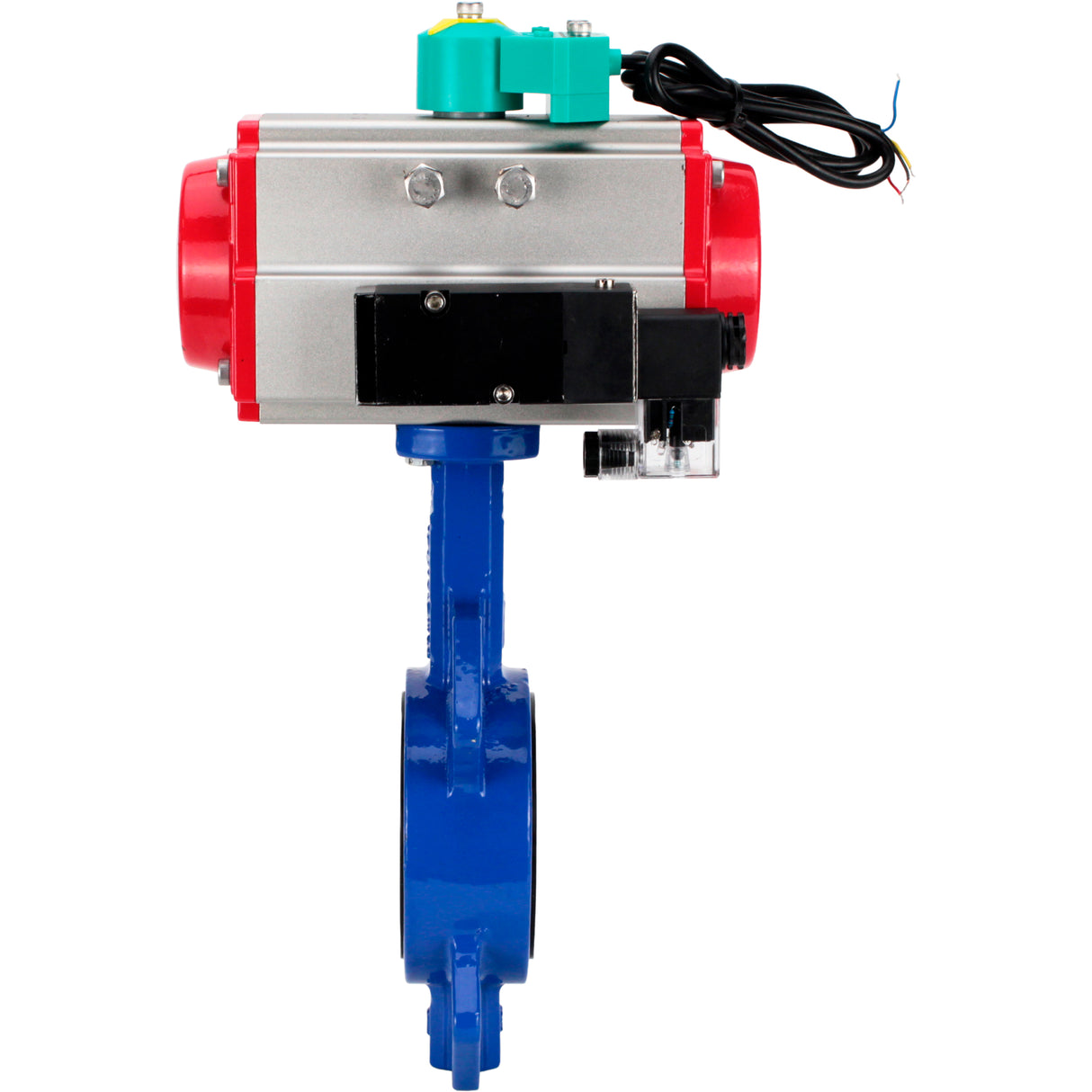 Water Butterfly Valve Elephant WBV1432E-2W-Fb-H DN40-300 16 bar body - GGG50 cast iron, disc - 316L stainless steel, seal - EPDM, with pneumatic actuator PA-DA-XXX, pneumatic distributor 4M310-08 NAMUR 220V and ALS200D magnetic switch