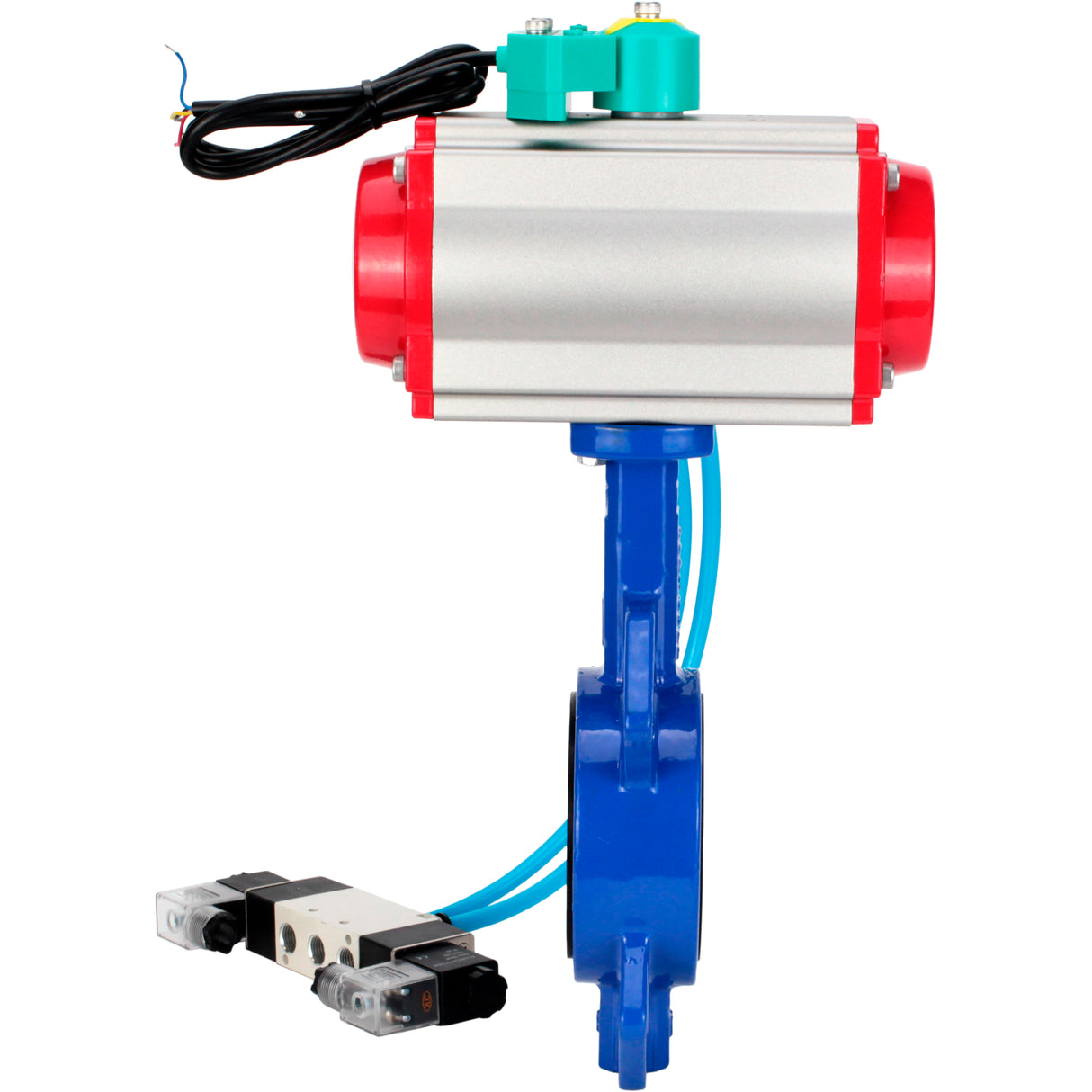 Water Butterfly Valve Elephant WBV1432E-2W-Fb-H DN40-300 16 bar body - GGG50 cast iron, disc - 316L stainless steel, seal - EPDM, with pneumatic actuator PA-DA-XXX, pneumatic distributor 4V320-10 220V and ALS200D magnetic switch