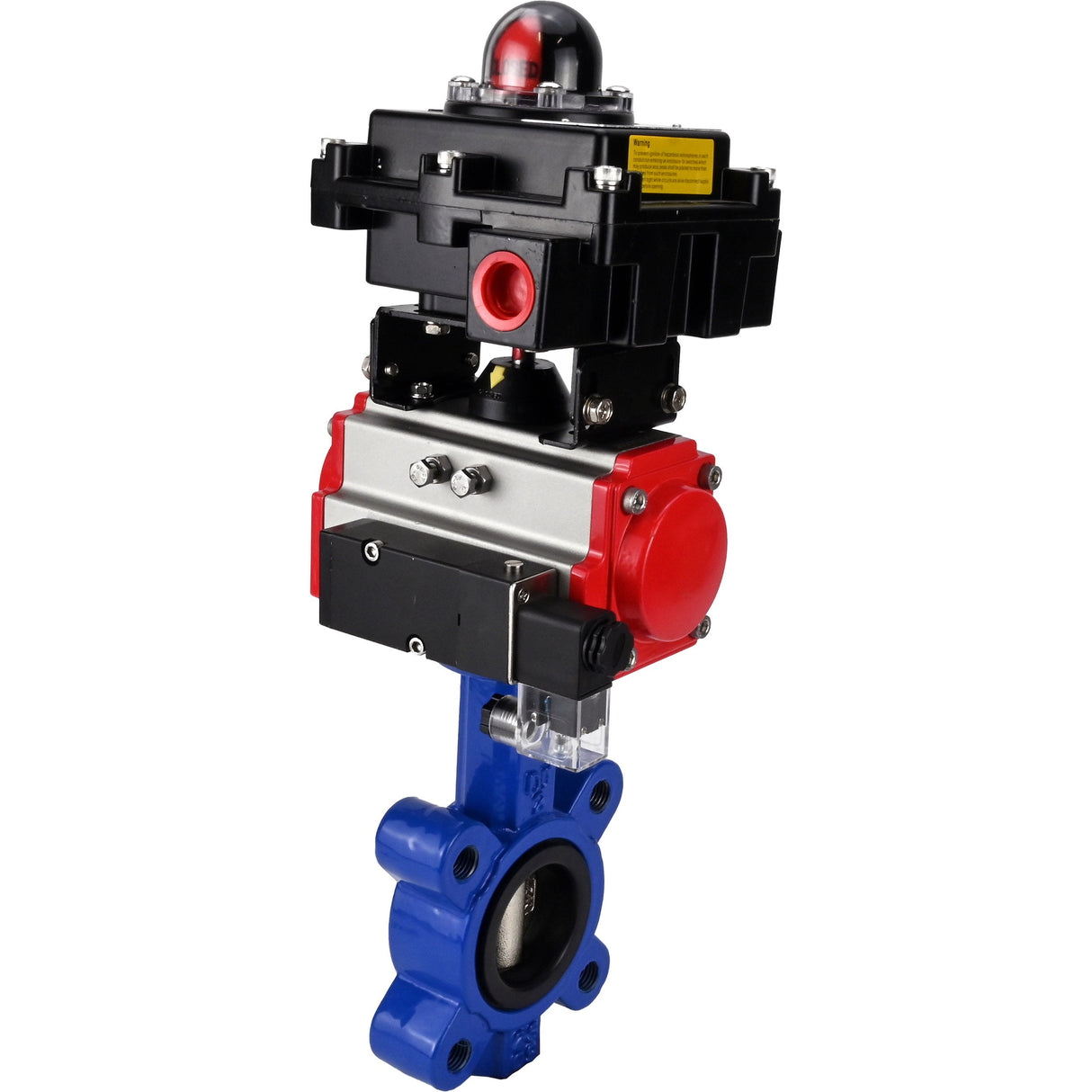 Water Butterfly Valve Elephant WBV1616N-2W-Fb-H, body material - cast iron QT450, disk material - cast iron QT450, seal - NBR, pneumatic actuator PA-SA with return springs, 4M310-08 NAMUR 24V, LSU APL-410N EX