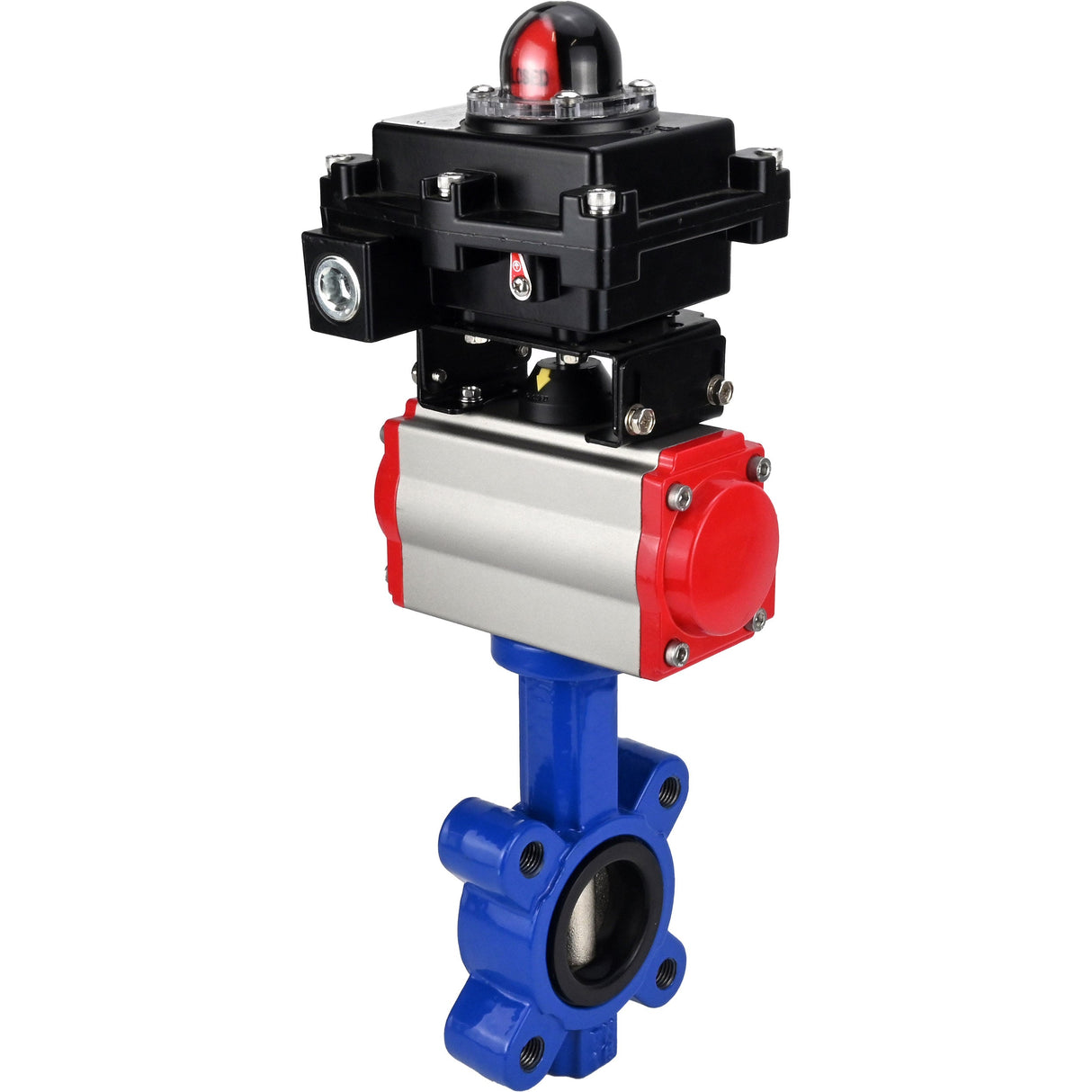 Water Butterfly Valve Elephant WBV1616E-2W-Fb-H, body material - cast iron QT450, disk material - cast iron QT450, seal - EPDM, pneumatic actuator PA-SA with return springs, 4M310-08 NAMUR 24V, LSU APL-410N EX