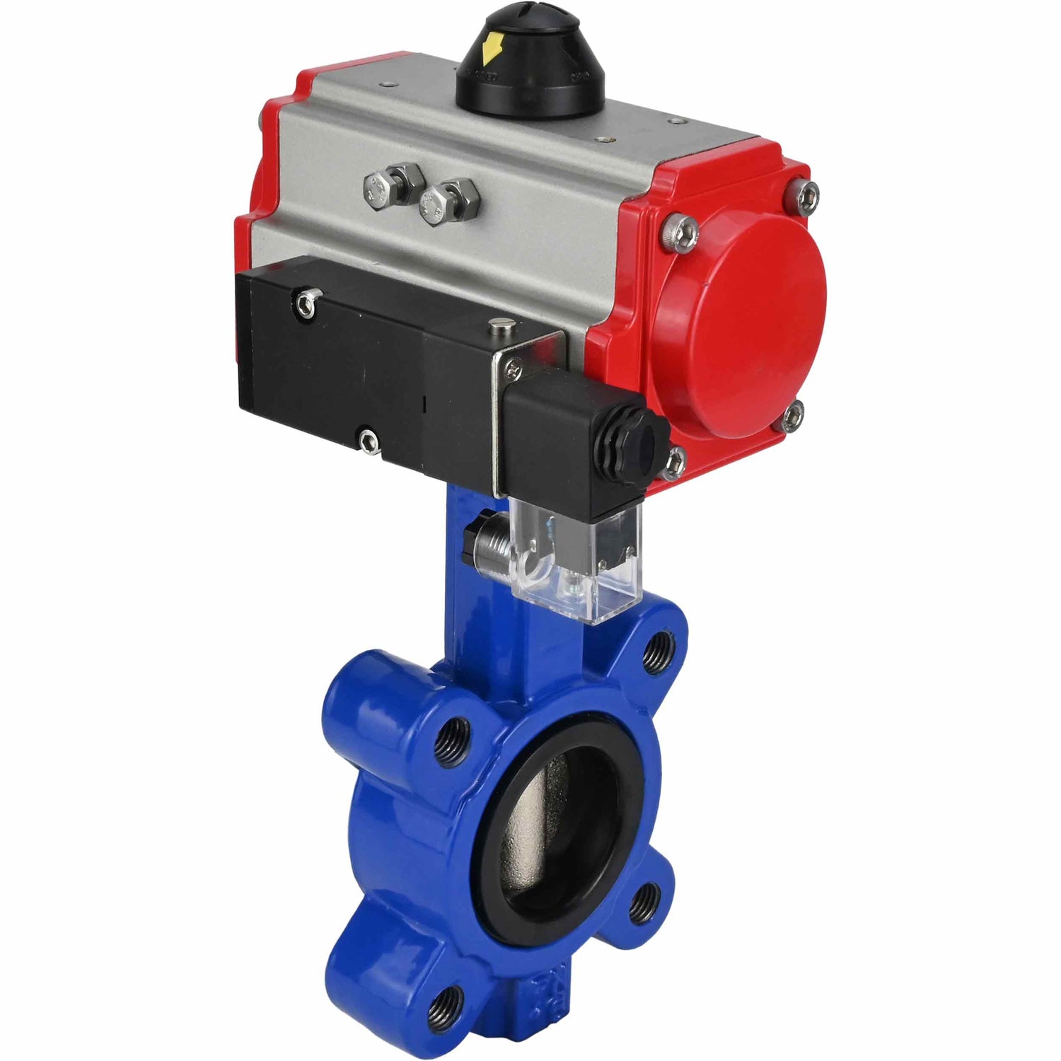 Water Butterfly Valve Elephant WBV1616E-2W-Fb-H, body material - cast iron QT450, disk material - cast iron QT450, seal - EPDM, with pneumatic actuator double action PA-DA, 4M310-08 NAMUR 24V