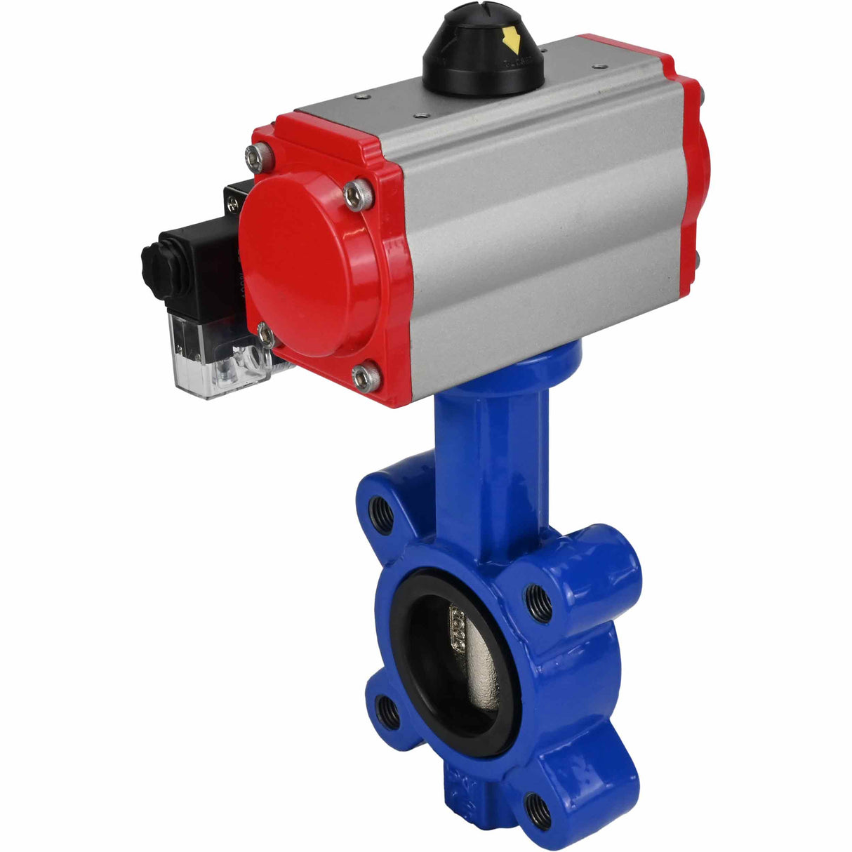 Water Butterfly Valve Elephant WBV1616N-2W-Fb-H, body material - cast iron QT450, disk material - cast iron QT450, seal - NBR, with pneumatic actuator double action PA-DA, 4M310-08 NAMUR 24V