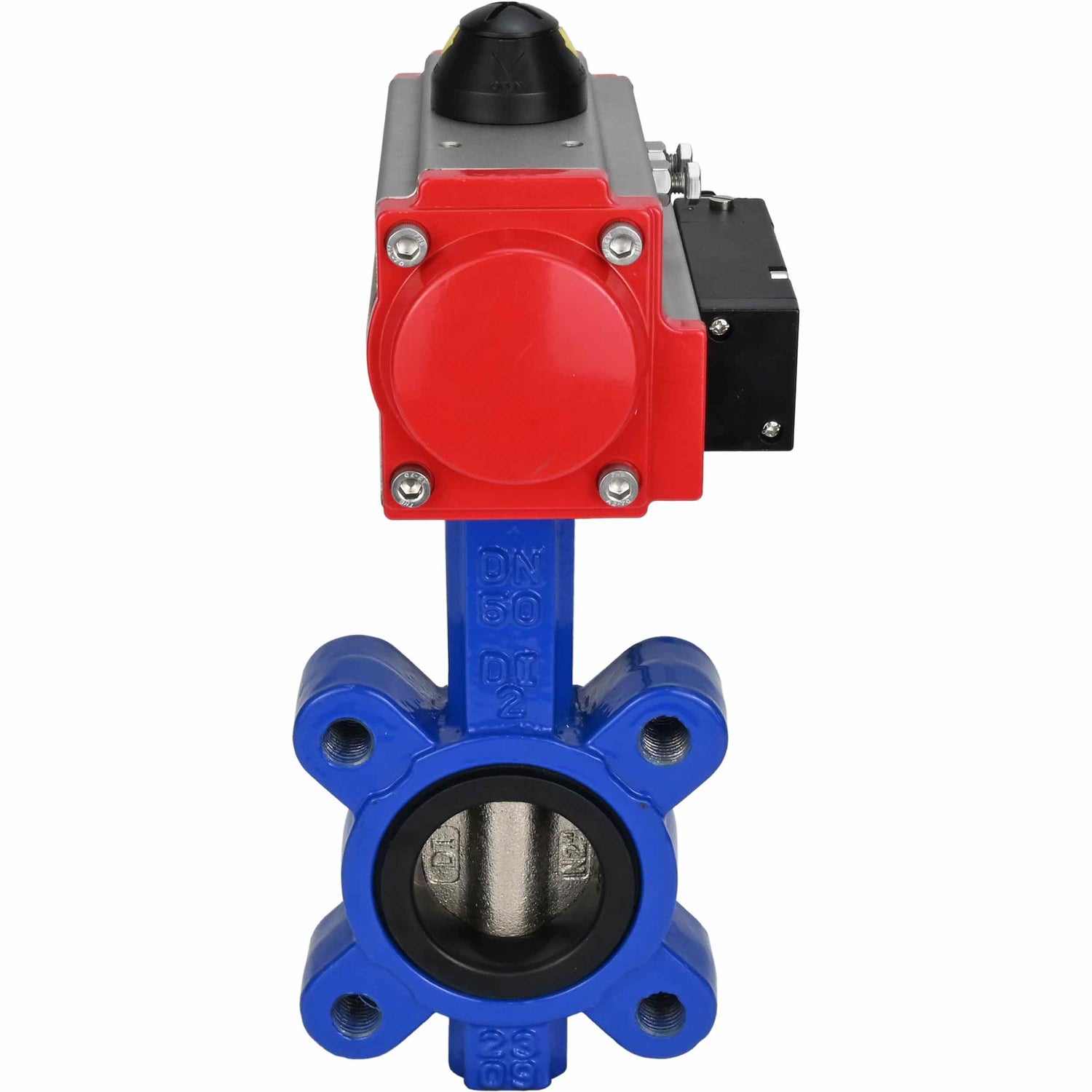 Water Butterfly Valve Elephant WBV1616N-2W-Fb-H, body material - cast iron QT450, disk material - cast iron QT450, seal - NBR, with pneumatic actuator double action PA-DA, 4M310-08 NAMUR 220V