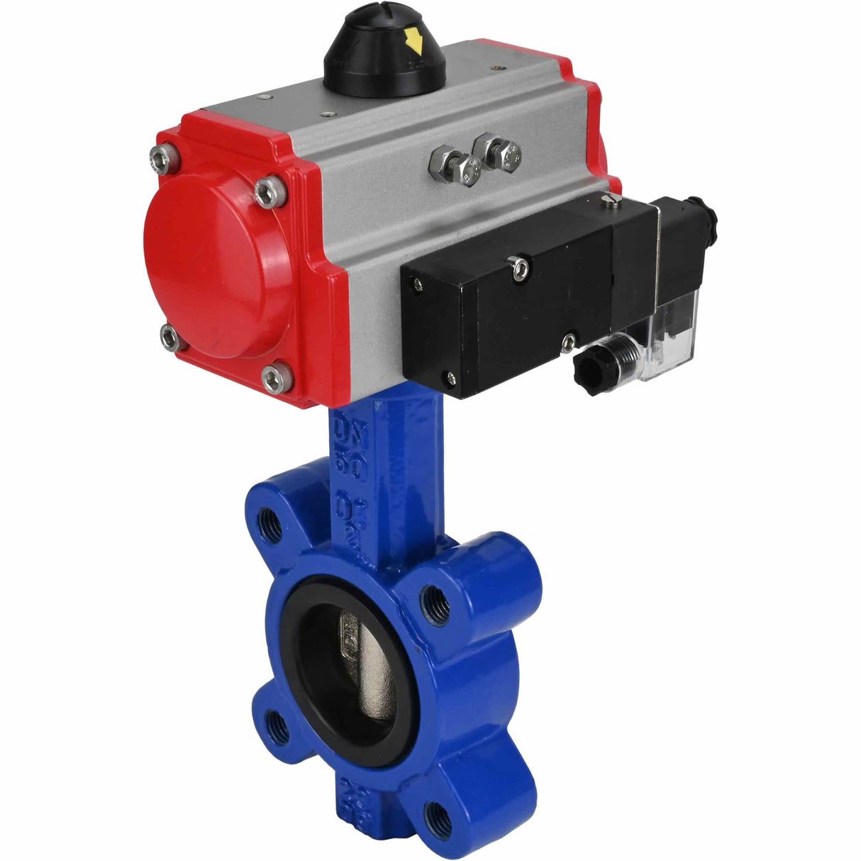 Water Butterfly Valve Elephant WBV1616N-2W-Fb-H, body material - cast iron QT450, disk material - cast iron QT450, seal - NBR, with pneumatic actuator double action PA-DA, 4M310-08 NAMUR 220V