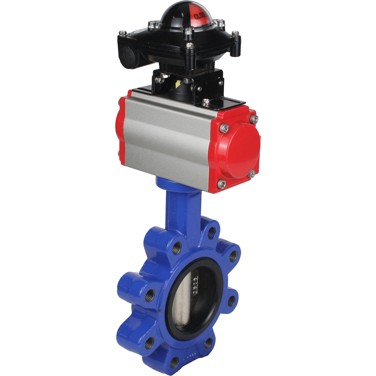 Water Butterfly Valve Elephant WBV1616E-2W-Fb-H, body material - cast iron QT450, disk material - cast iron QT450, seal - EPDM, pneumatic actuator PA-SA with return springs, 4M310-08 NAMUR 24V, LSU APL-210N