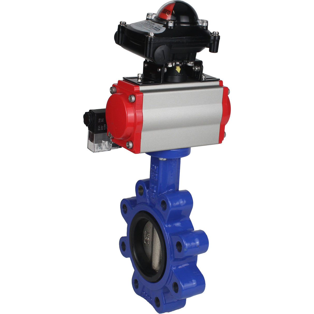 Water Butterfly Valve Elephant WBV1616E-2W-Fb-H, body material - cast iron QT450, disk material - cast iron QT450, seal - EPDM, pneumatic actuator PA-SA with return springs, 4M310-08 NAMUR 24V, LSU APL-210N