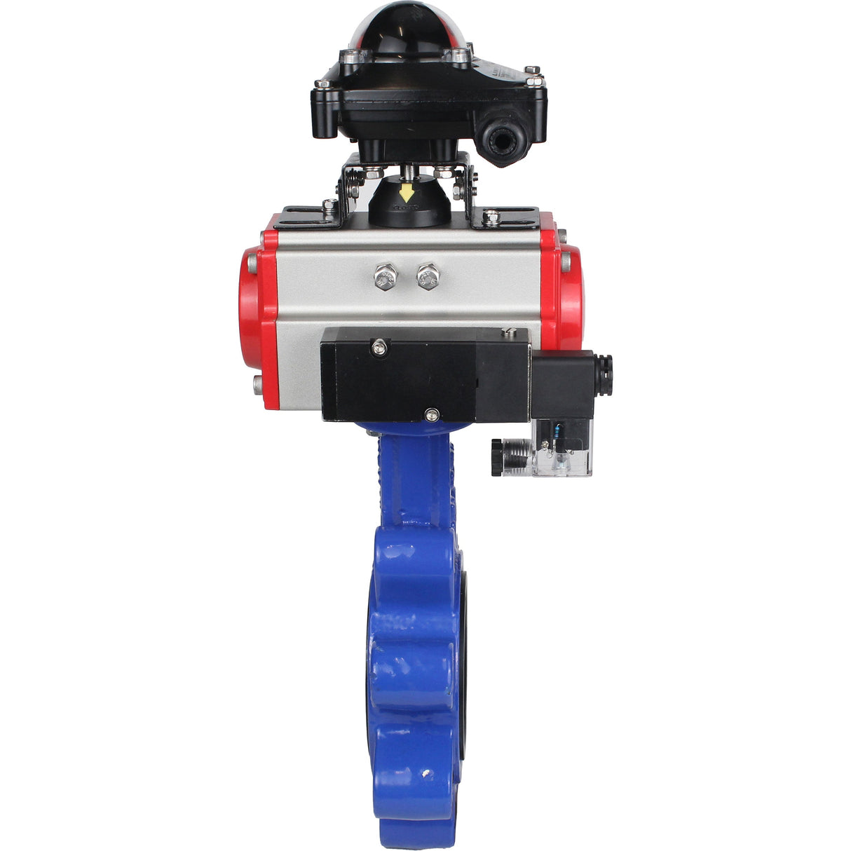 Water Butterfly Valve Elephant WBV1616E-2W-Fb-H, body material - cast iron QT450, disk material - cast iron QT450, seal - EPDM, pneumatic actuator PA-SA with return springs, 4M310-08 NAMUR 24V, LSU APL-210N