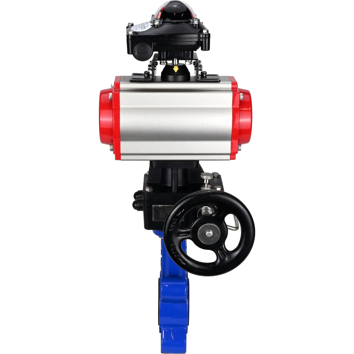 Water Butterfly Valve Elephant WBV1616N-2W-Fb-H, body material - cast iron QT450, disk material - cast iron QT450, seal - NBR, with pneumatic actuator double action PA-DA, handwheel MON, LSU APL-210N
