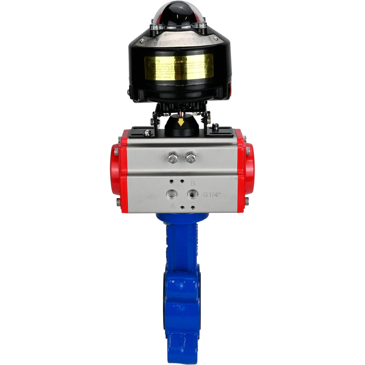 Water Butterfly Valve Elephant WBV1616N-2W-Fb-H, body material - cast iron QT450, disk material - cast iron QT450, seal - NBR, with pneumatic actuator double action PA-DA, LSU APL-510N EX