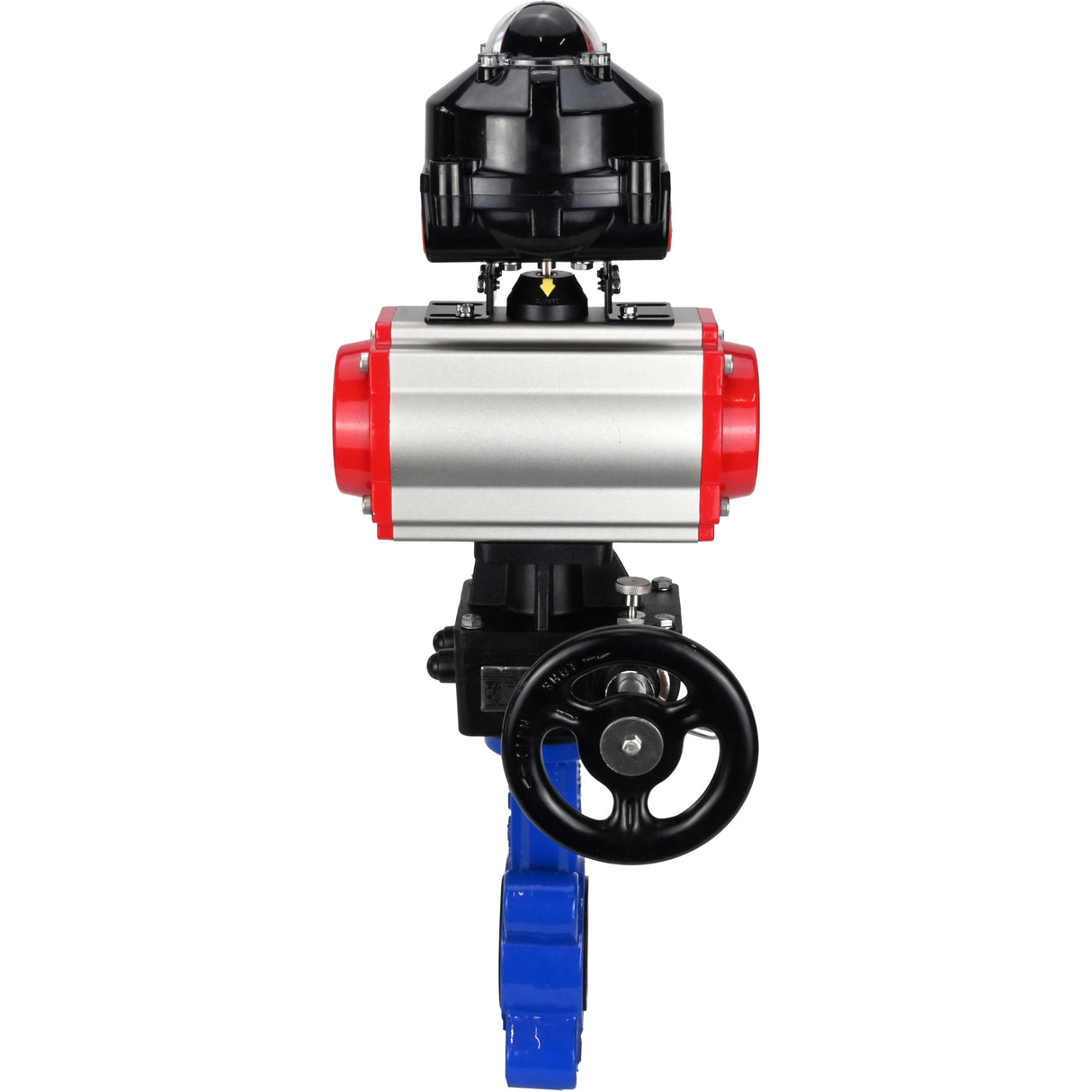 Water Butterfly Valve Elephant WBV1616N-2W-Fb-H, body material - cast iron QT450, disk material - cast iron QT450, seal - NBR, with pneumatic actuator double action PA-DA, handwheel MON, LSU APL-510N EX