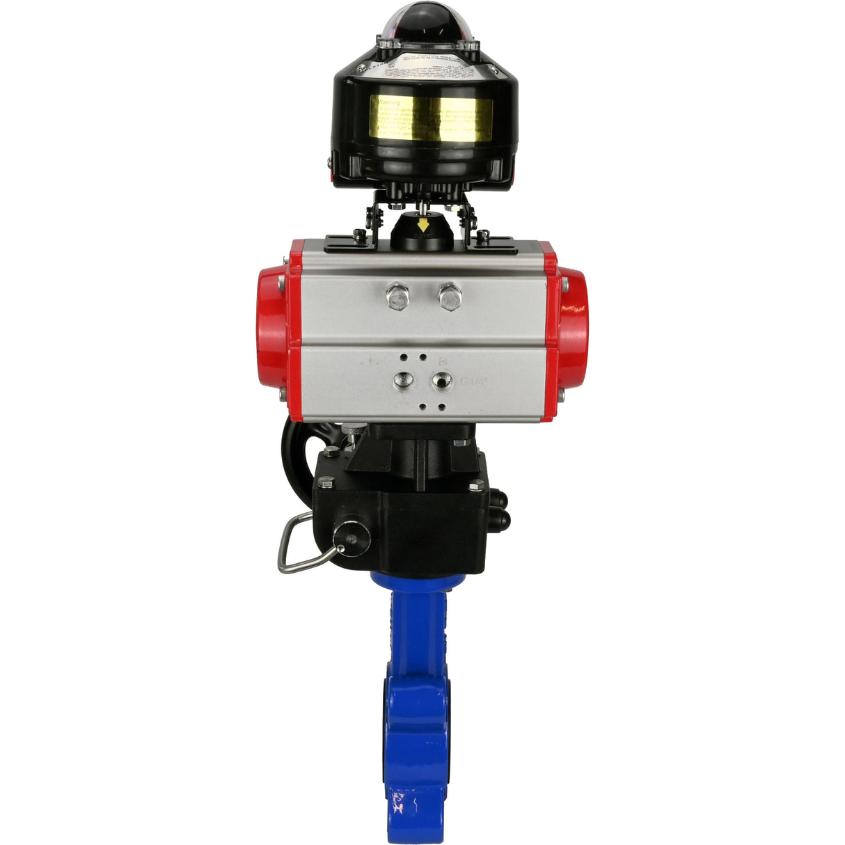 Water Butterfly Valve Elephant WBV1616N-2W-Fb-H, body material - cast iron QT450, disk material - cast iron QT450, seal - NBR, with pneumatic actuator double action PA-DA, handwheel MON, LSU APL-510N EX