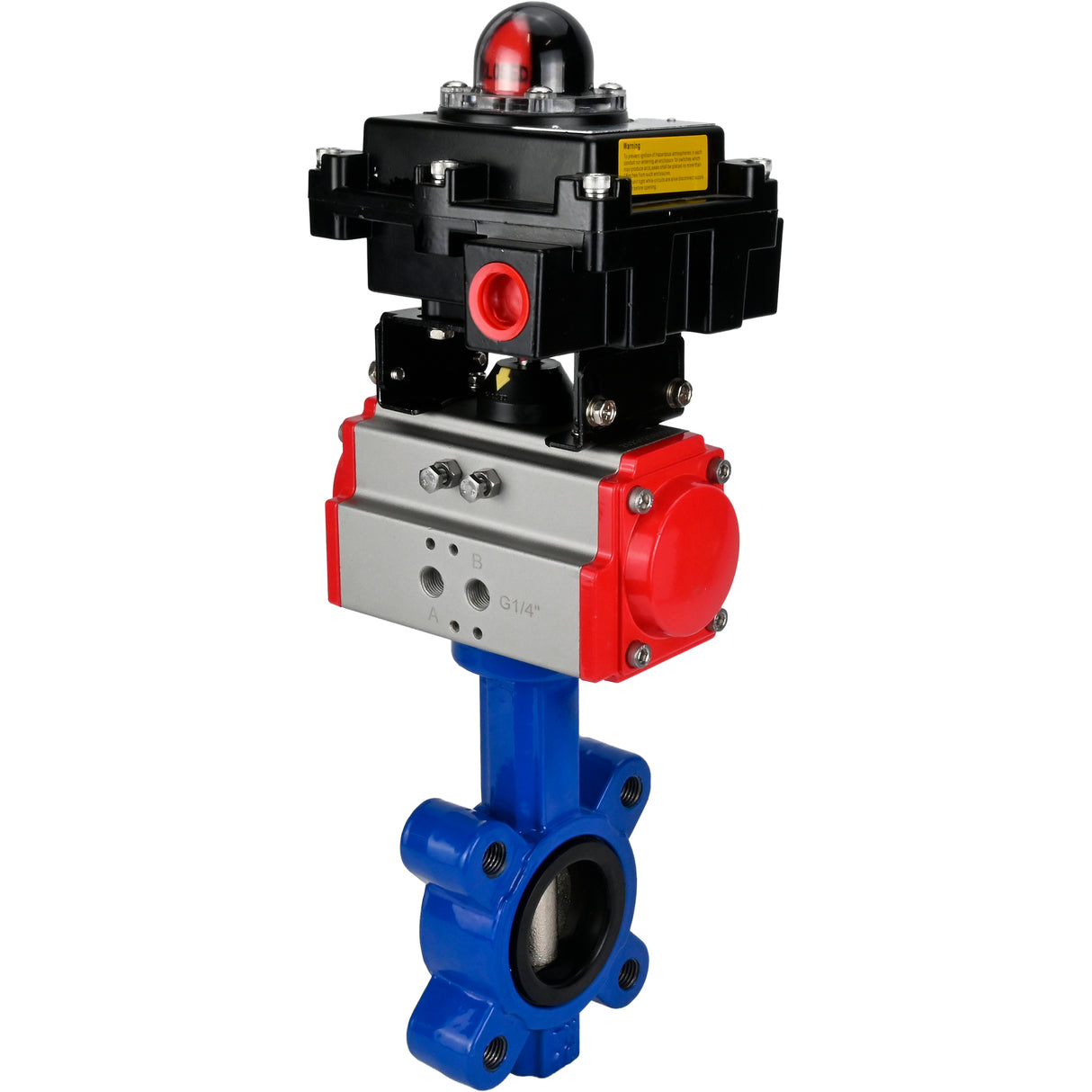 Water Butterfly Valve Elephant WBV1616N-2W-Fb-H, body material - cast iron QT450, disk material - cast iron QT450, seal - NBR, pneumatic actuator PA-SA with return springs, , LSU APL-410N EX