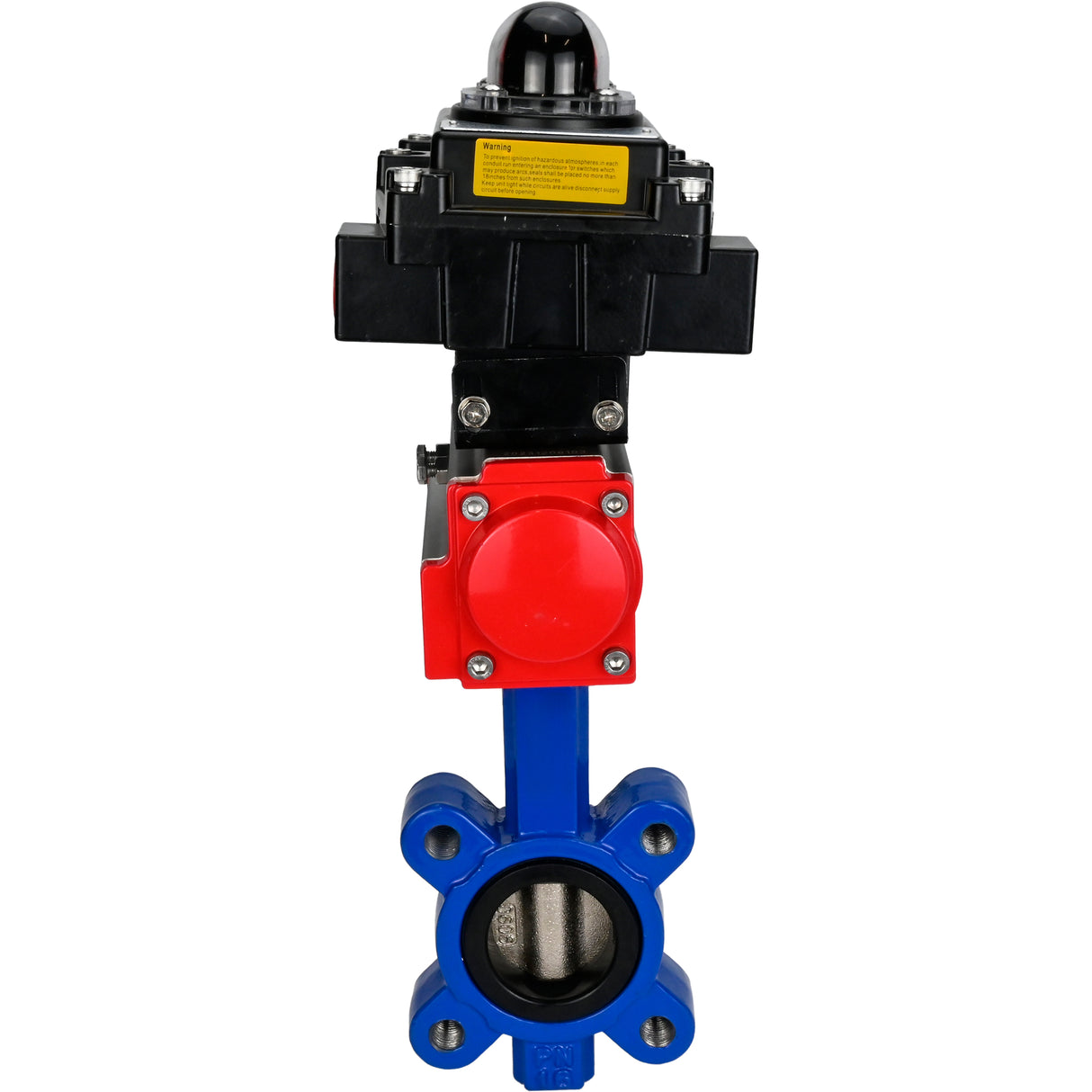 Water Butterfly Valve Elephant WBV1616N-2W-Fb-H, body material - cast iron QT450, disk material - cast iron QT450, seal - NBR, pneumatic actuator PA-SA with return springs, , LSU APL-410N EX