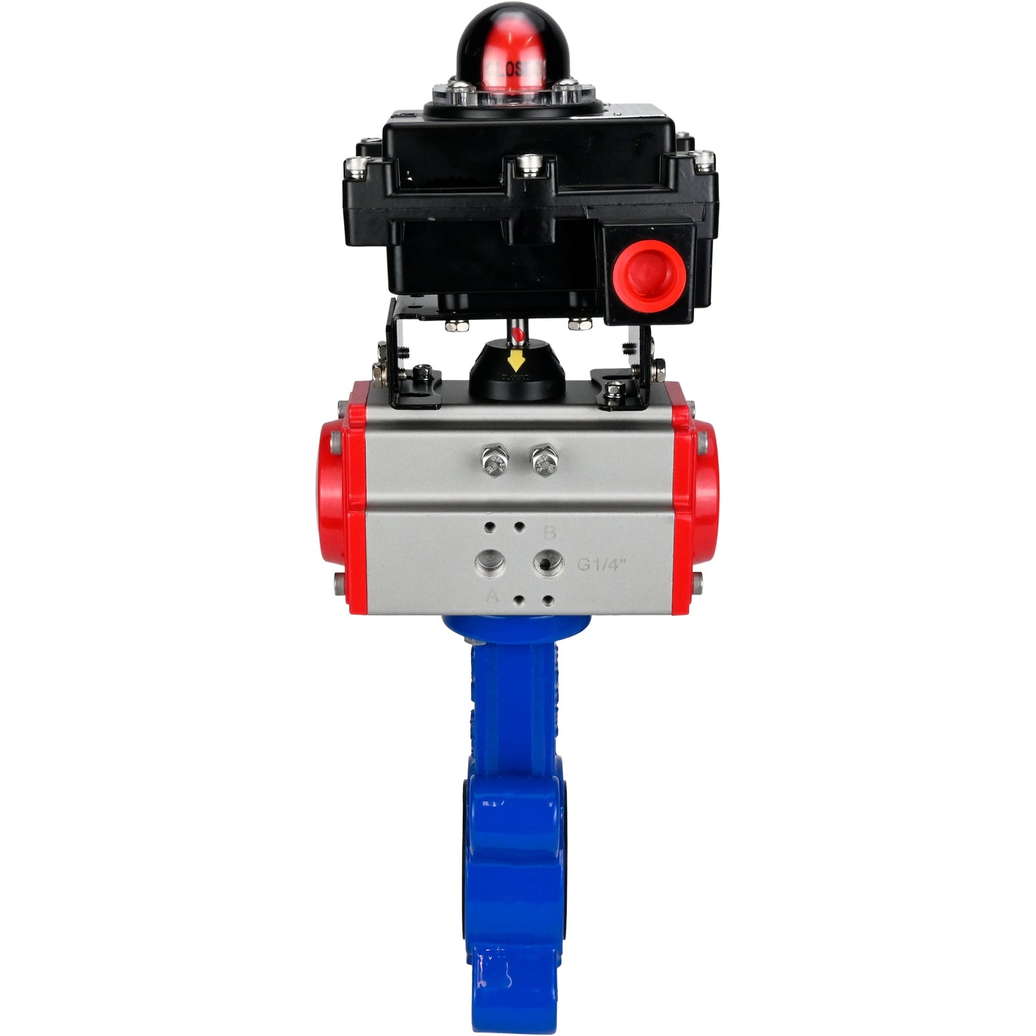 Water Butterfly Valve Elephant WBV1616N-2W-Fb-H, body material - cast iron QT450, disk material - cast iron QT450, seal - NBR, with pneumatic actuator double action PA-DA, LSU APL-410N EX