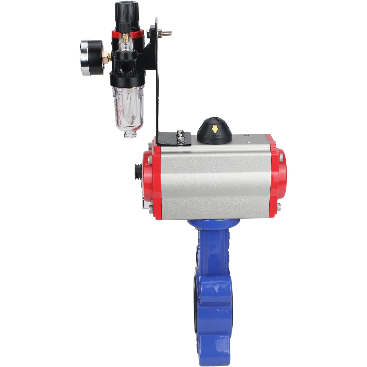 Water Butterfly Valve Elephant WBV1616N-2W-Fb-H, body material - cast iron QT450, disk material - cast iron QT450, seal - NBR, with pneumatic actuator double action PA-DA, 4M310-08 NAMUR 24V, ATU AFC2000