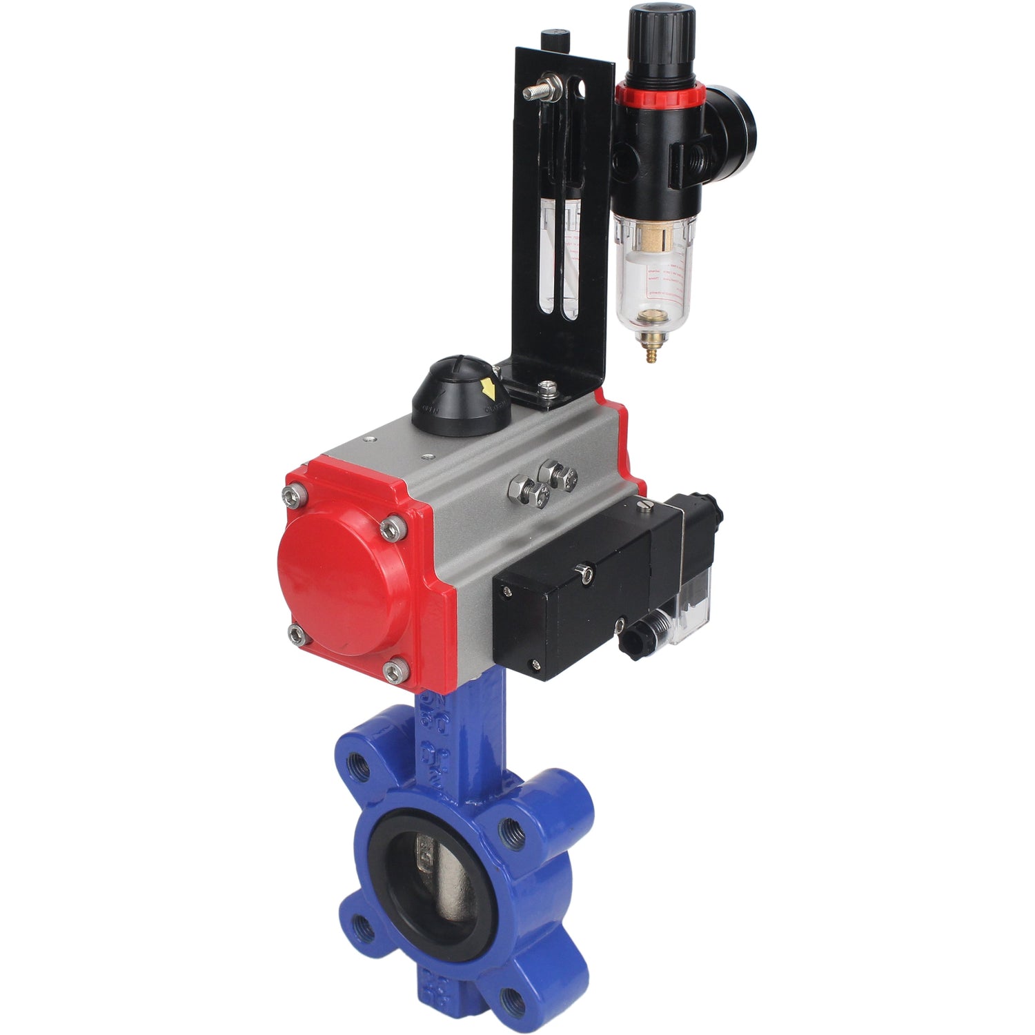 Water Butterfly Valve Elephant WBV1616N-2W-Fb-H, body material - cast iron QT450, disk material - cast iron QT450, seal - NBR, with pneumatic actuator double action PA-DA, 4M310-08 NAMUR 24V, ATU AFC2000