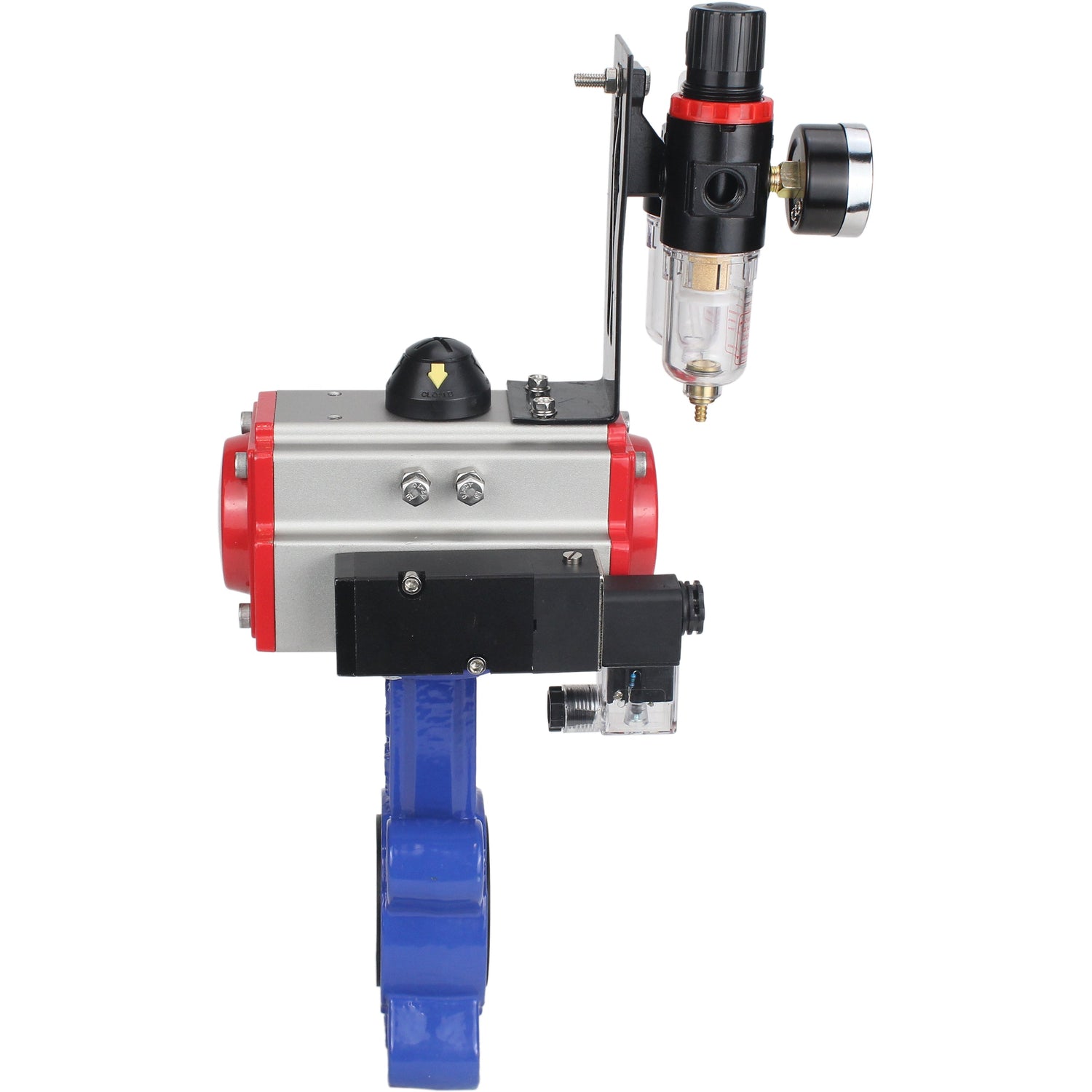 Water Butterfly Valve Elephant WBV1616E-2W-Fb-H, body material - cast iron QT450, disk material - cast iron QT450, seal - EPDM, with pneumatic actuator double action PA-DA, 4M310-08 NAMUR 24V, ATU AFC2000