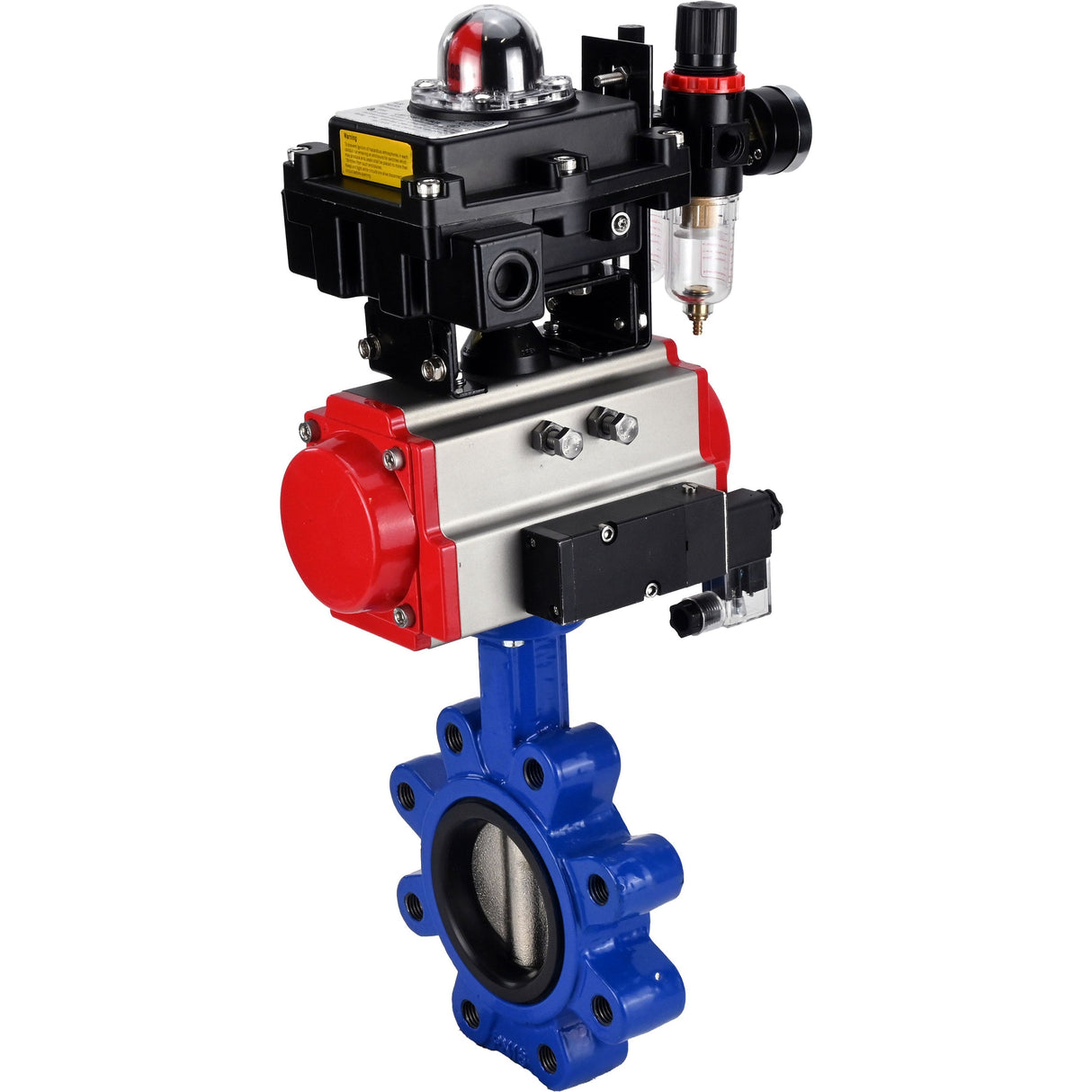 Water Butterfly Valve Elephant WBV1616N-2W-Fb-H, body material - cast iron QT450, disk material - cast iron QT450, seal - NBR, pneumatic actuator PA-SA with return springs, 4M310-08 NAMUR 24V, LSU APL-410N EX, ATU AFC2000